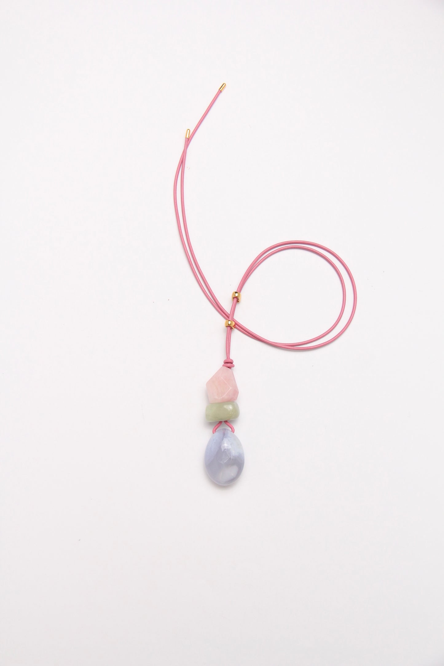 Pendant: morganite, blue lace agate