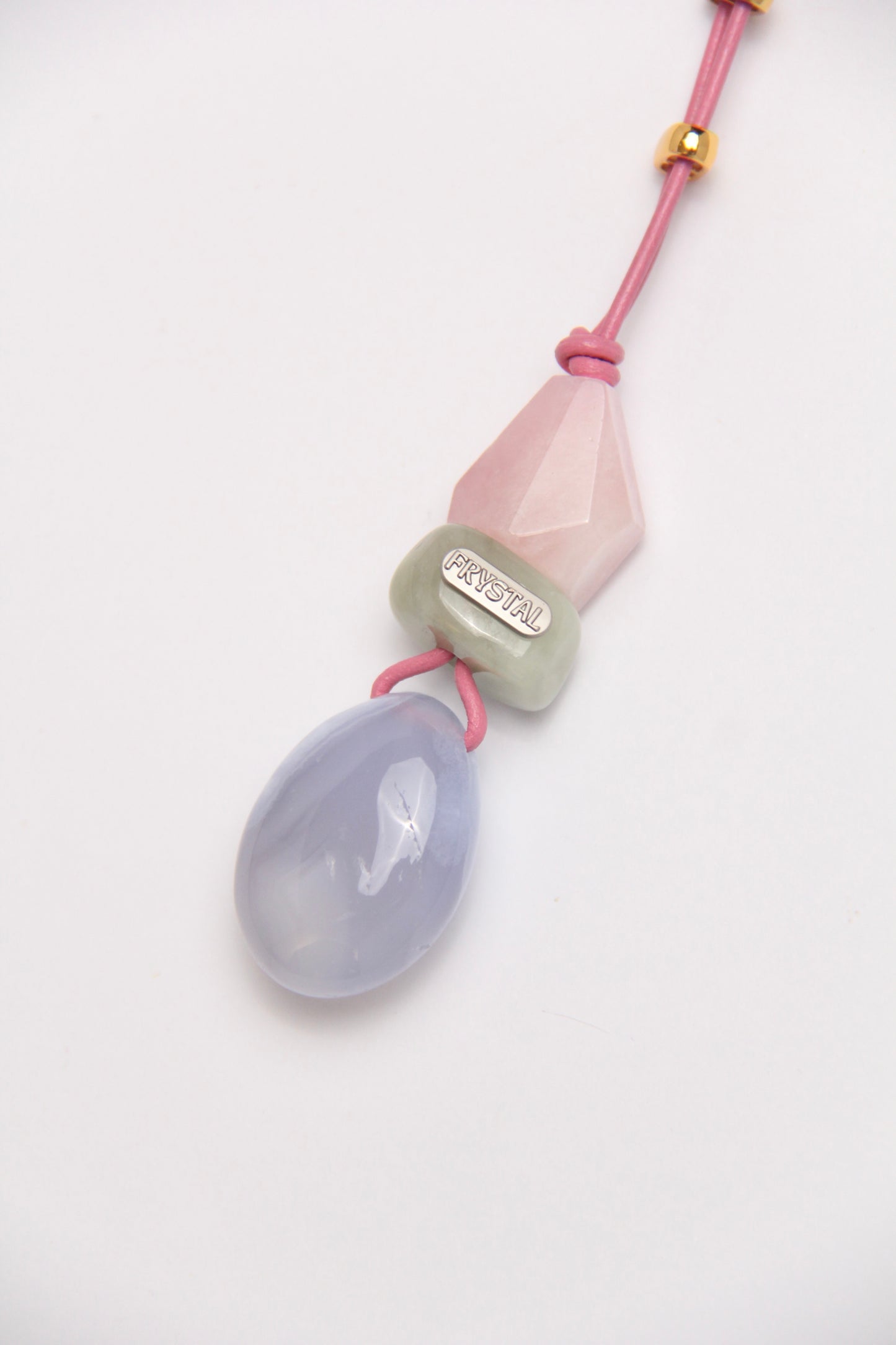 Pendant: morganite, blue lace agate