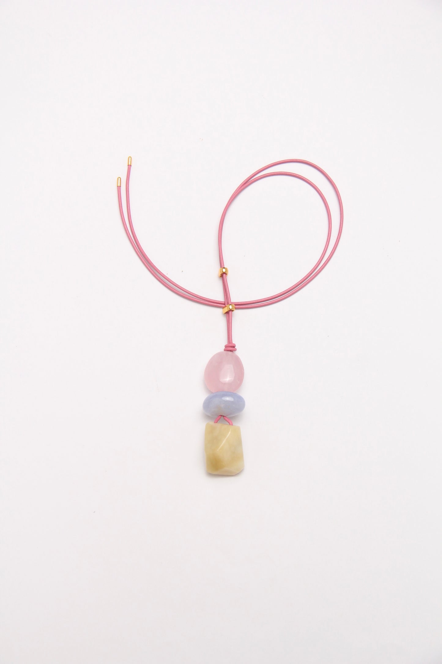 Pendant: rose quartz, blue lace agate, morganite