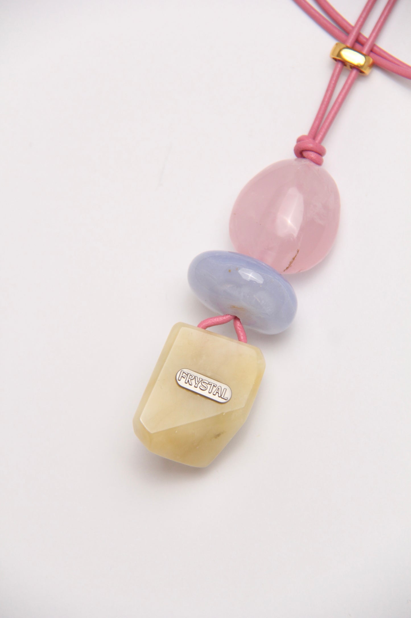 Pendant: rose quartz, blue lace agate, morganite