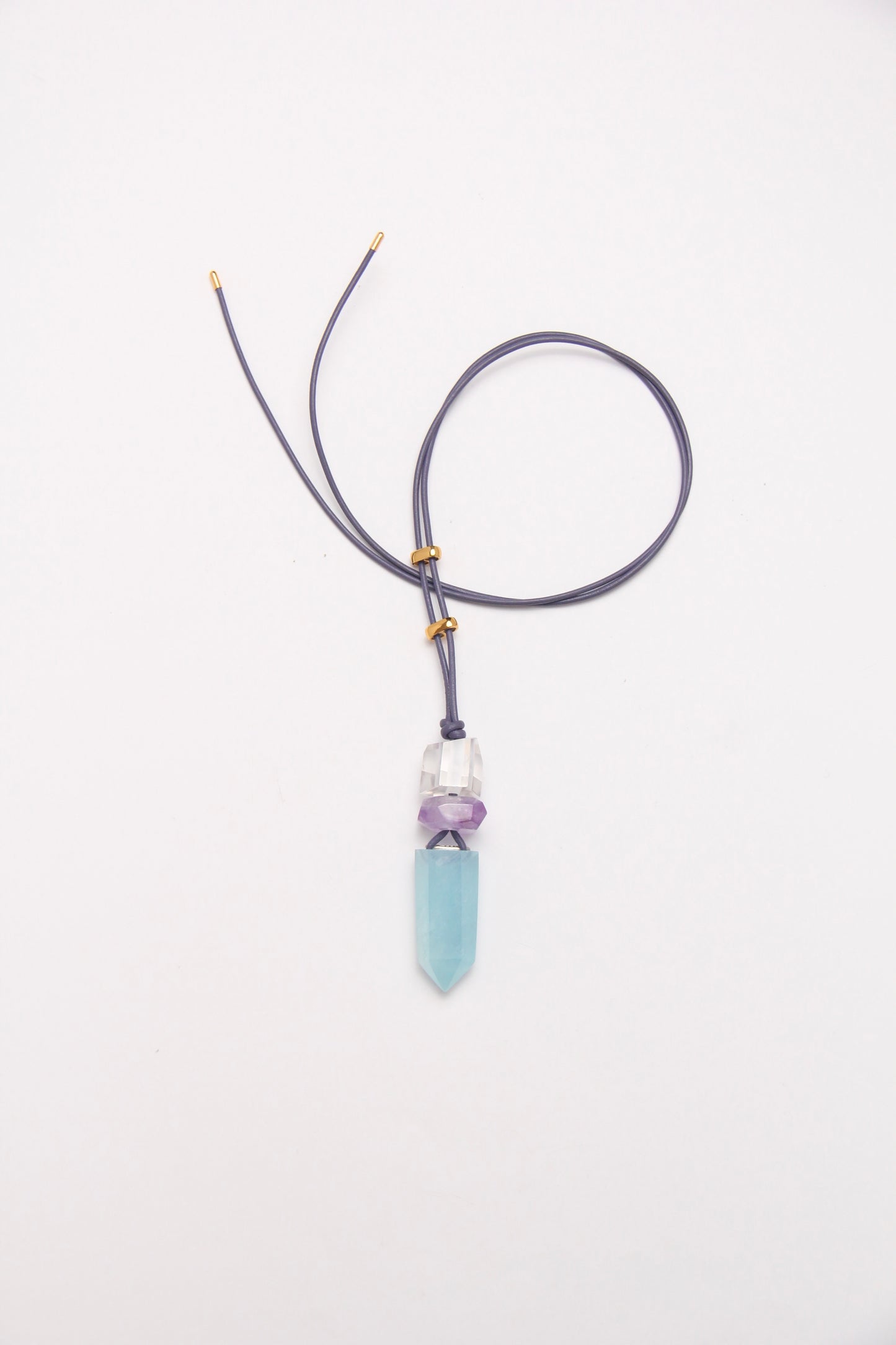 Pendant: quartz, amethyst, aquamarine