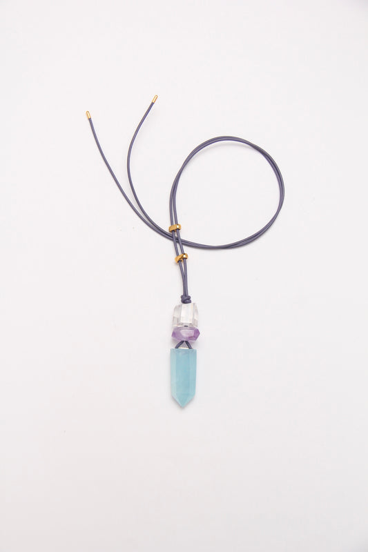 Pendant: quartz, amethyst, aquamarine