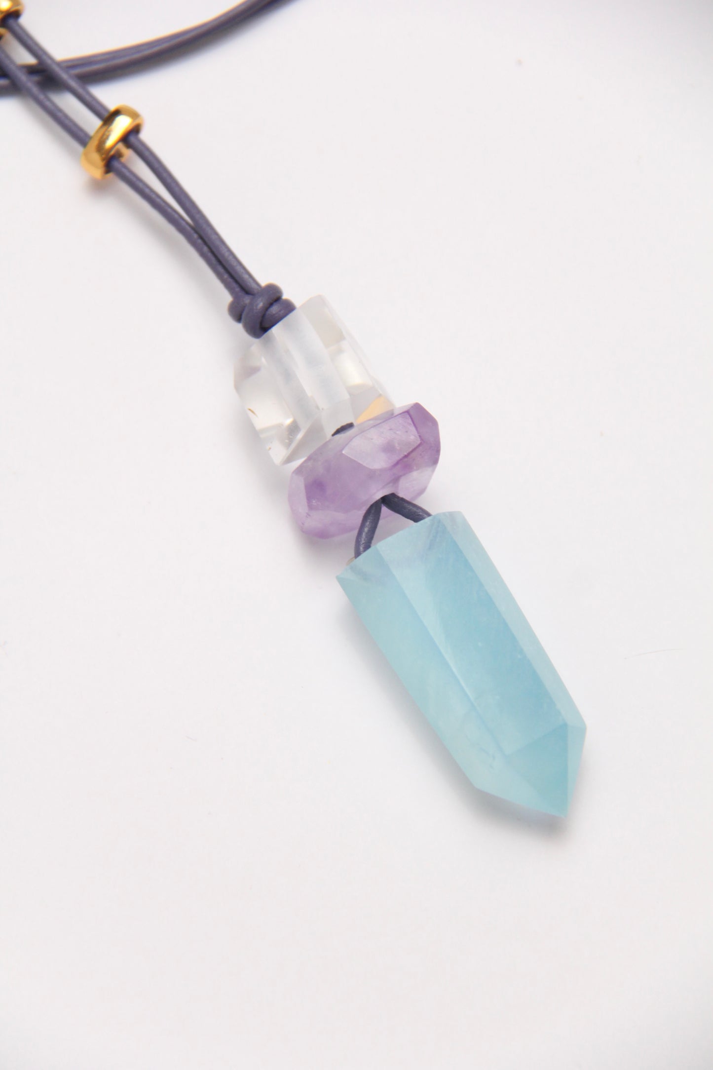 Pendant: quartz, amethyst, aquamarine