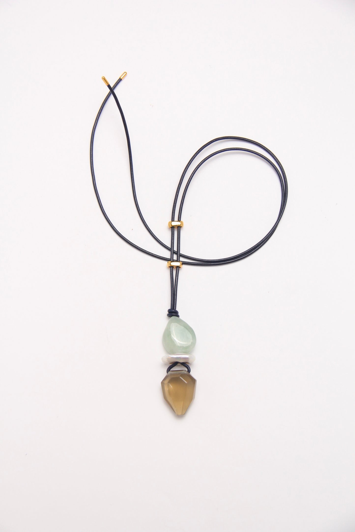 Pendant: morganite, pearl, citrine