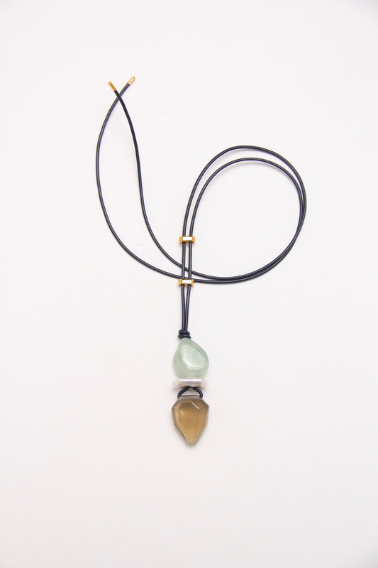 Pendant: morganite, pearl, citrine