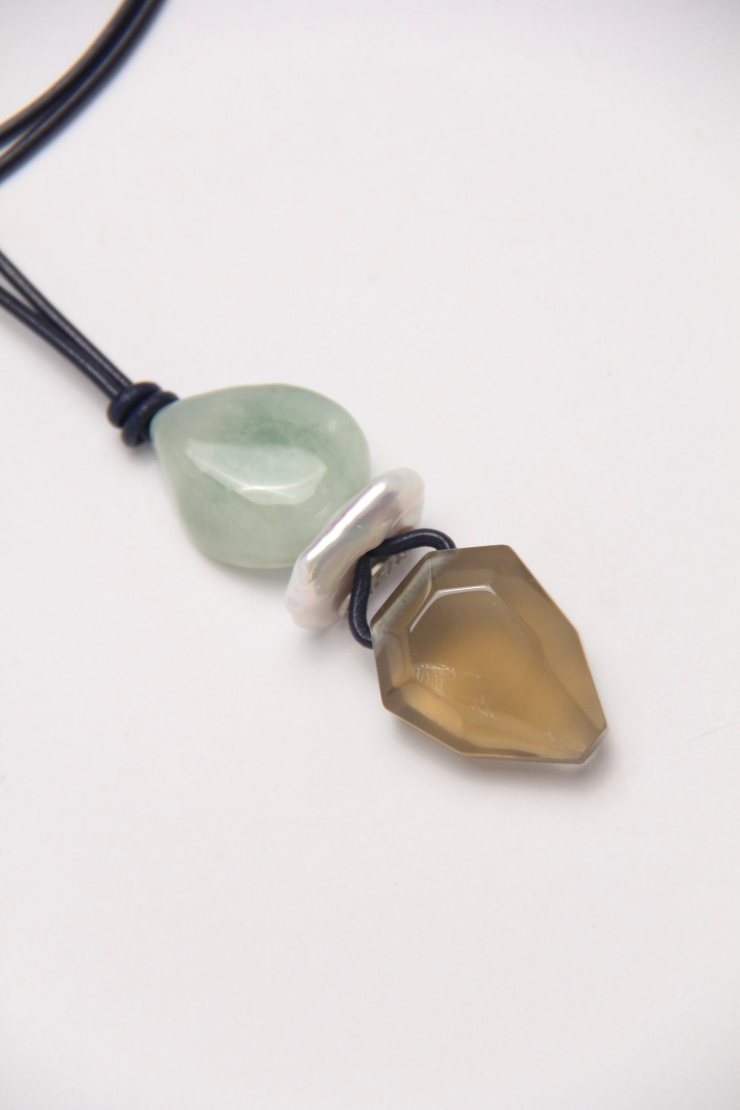 Pendant: morganite, pearl, citrine