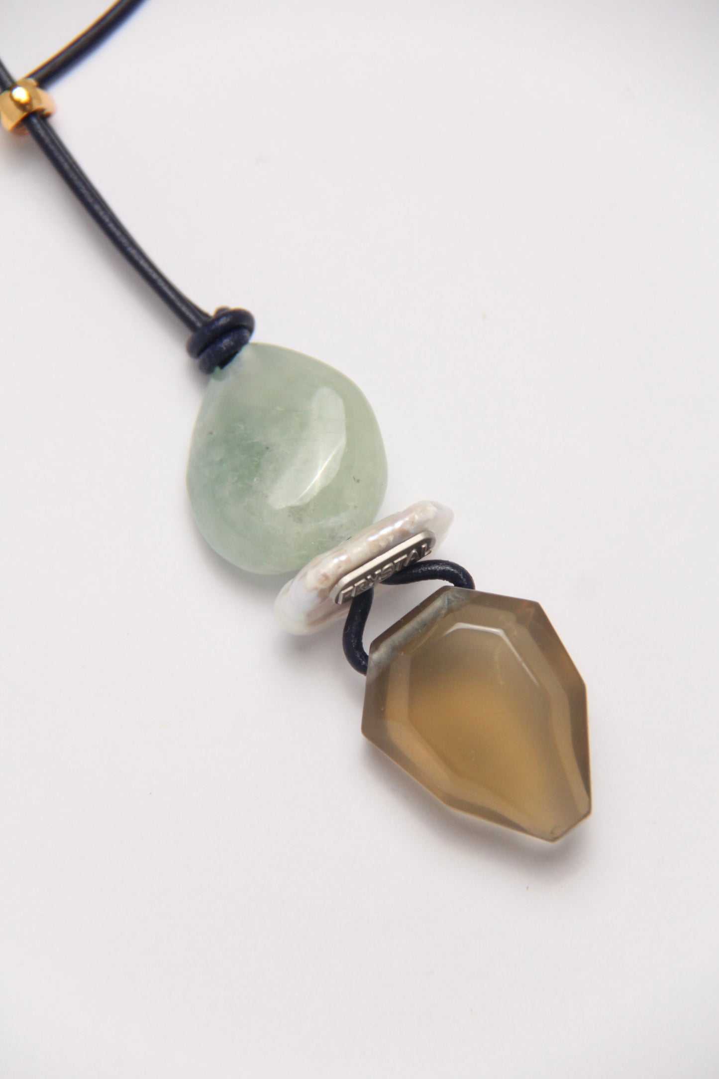 Pendant: morganite, pearl, citrine