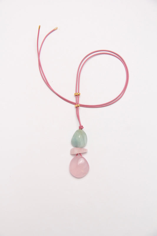 Pendant: morganite, rose quartz