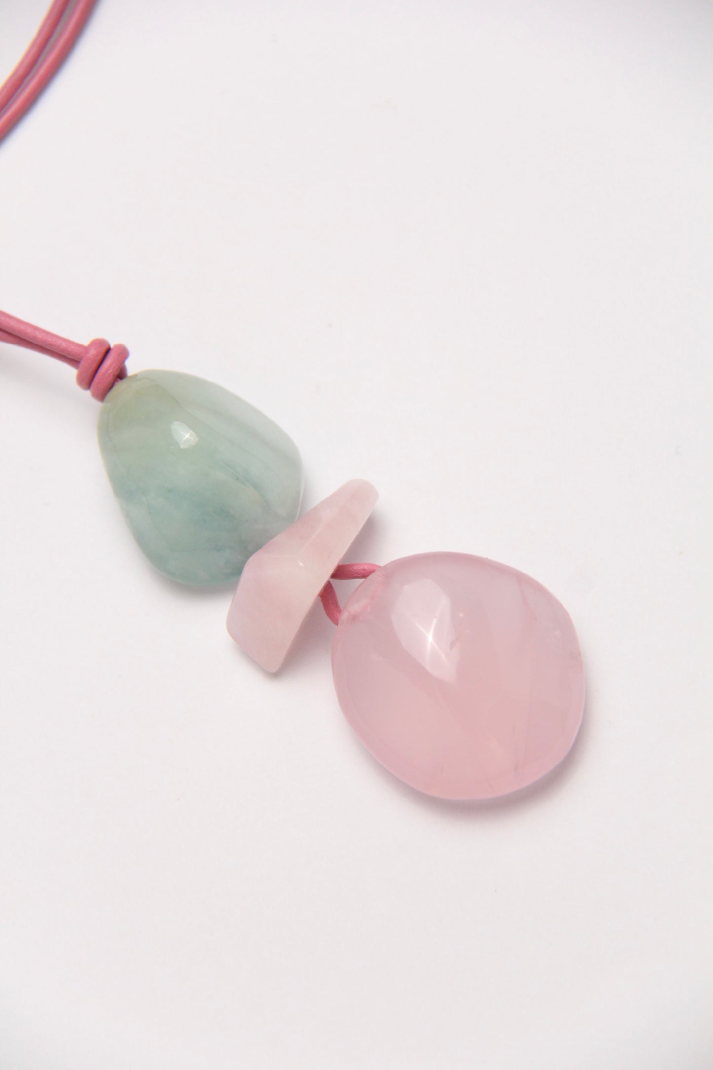 Pendant: morganite, rose quartz