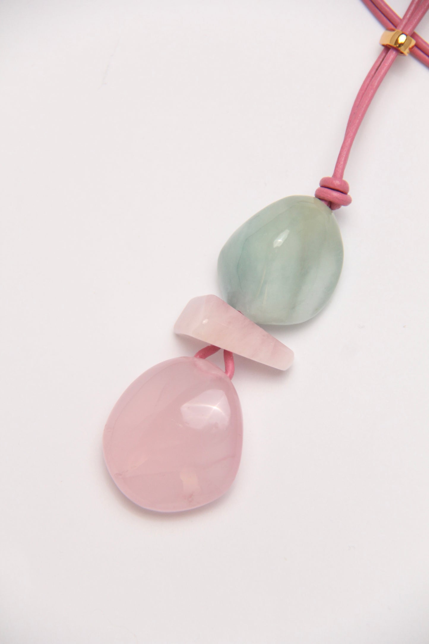 Pendant: morganite, rose quartz