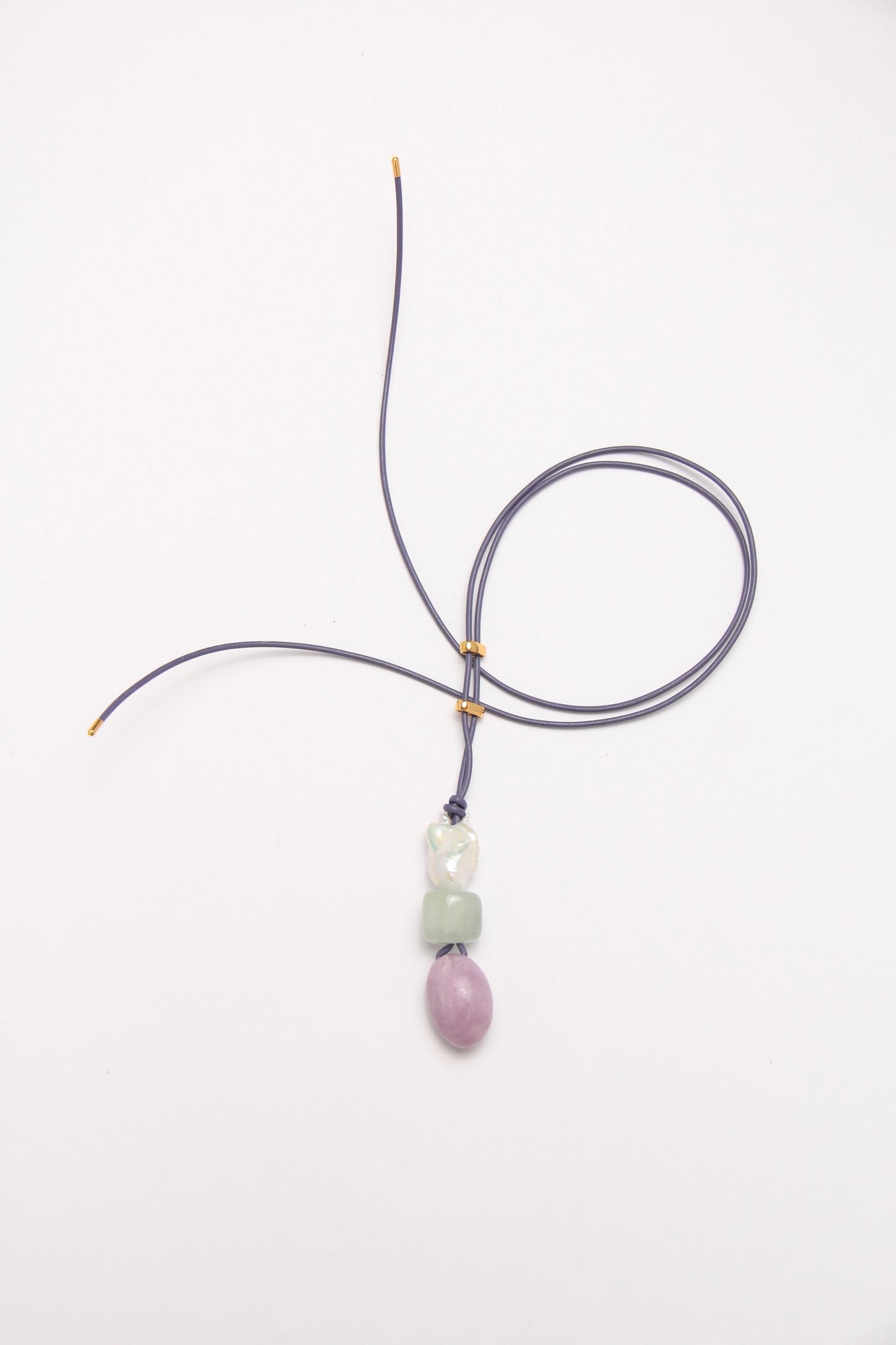 Pendant: pearl, morganite, lepidolite