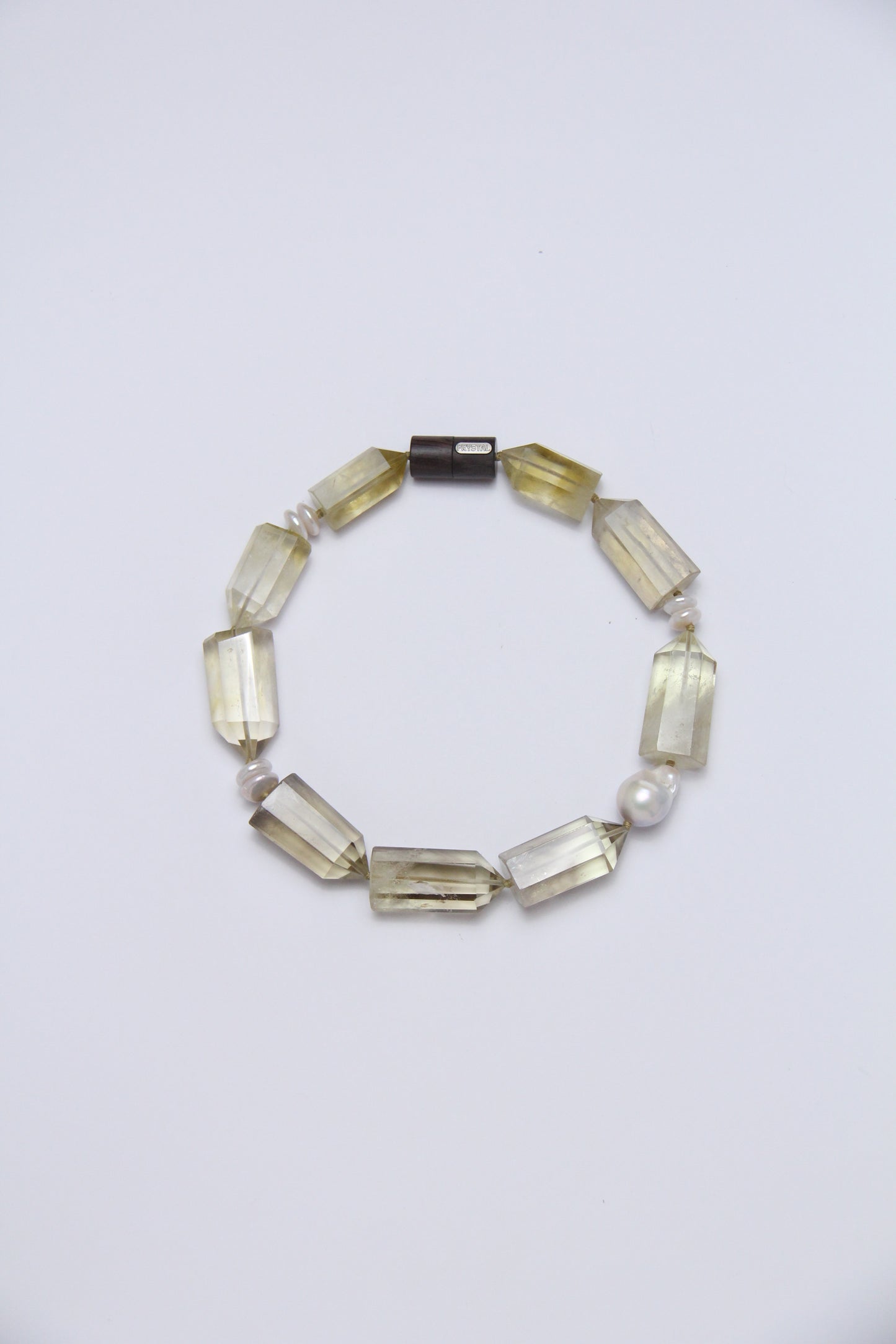 Necklace: pearls, citrine, ebony