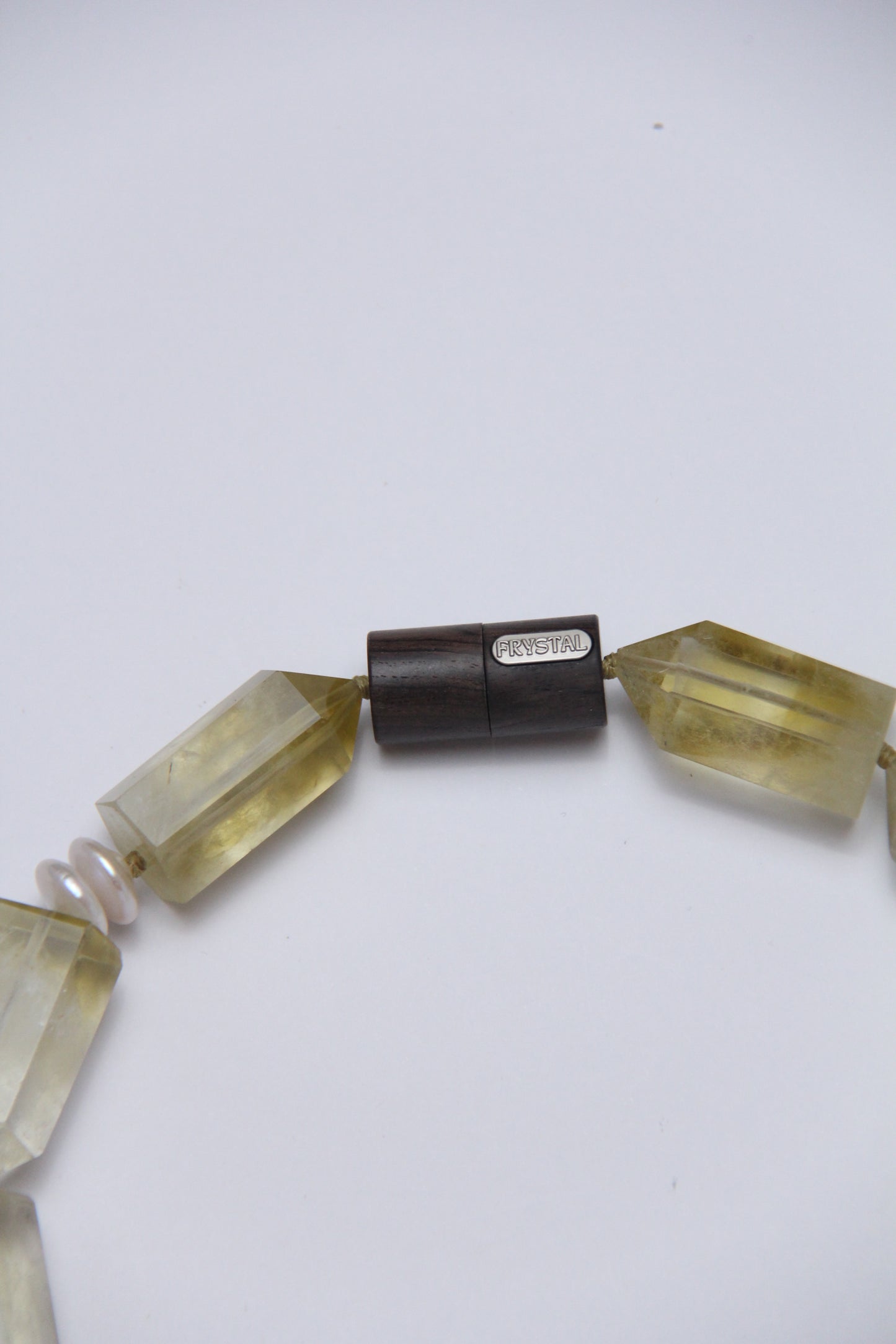 Necklace: pearls, citrine, ebony