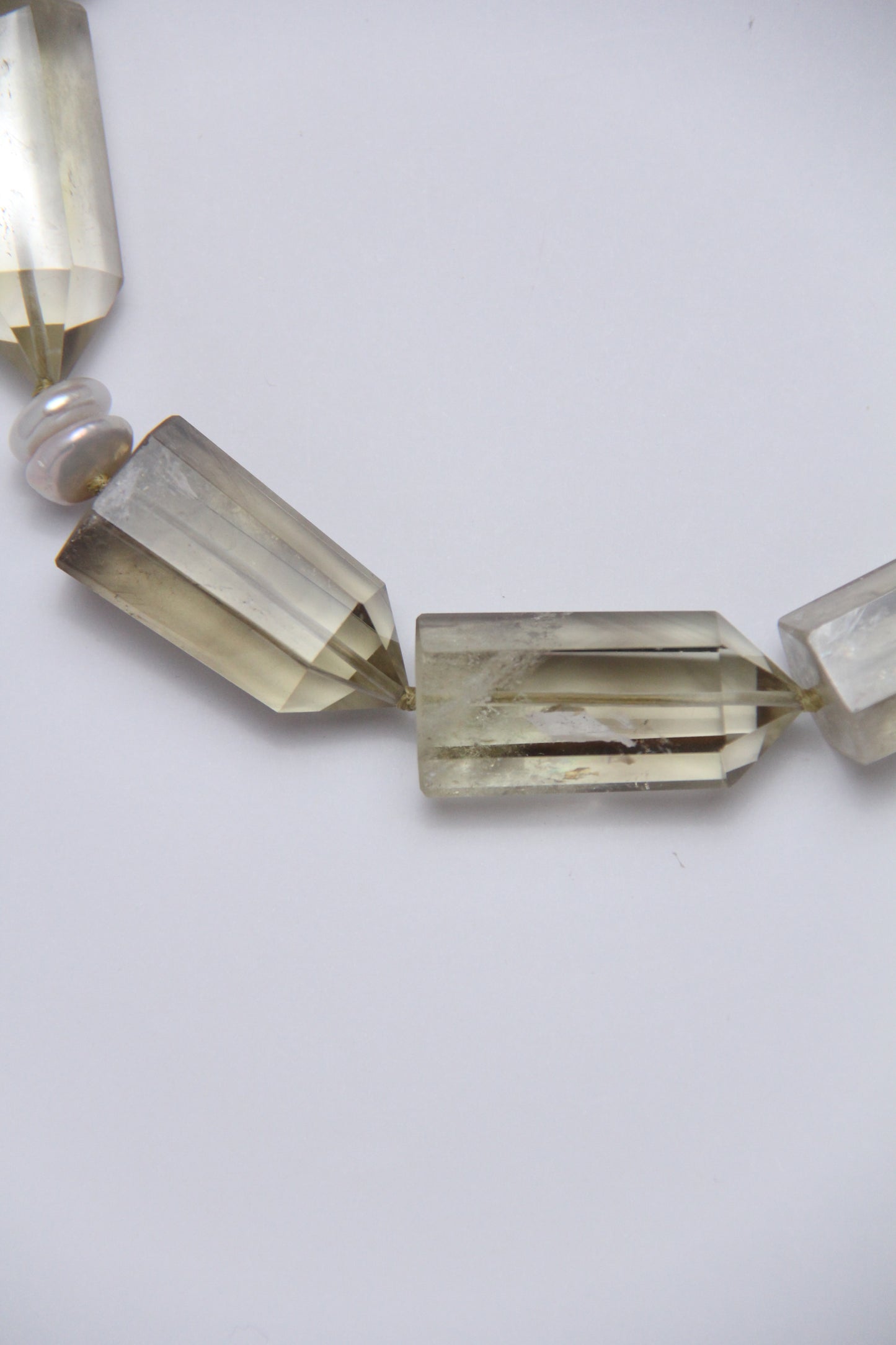 Necklace: pearls, citrine, ebony