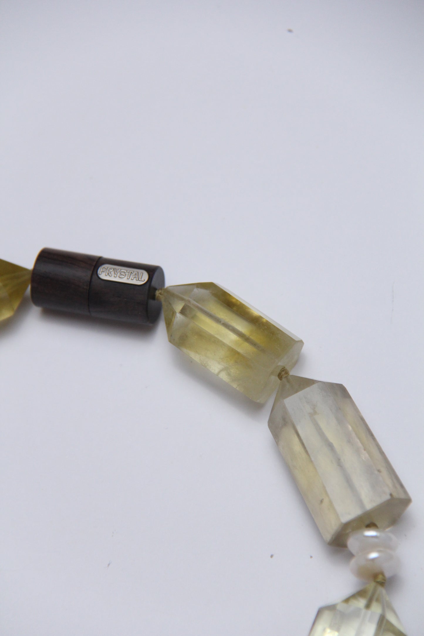 Necklace: pearls, citrine, ebony