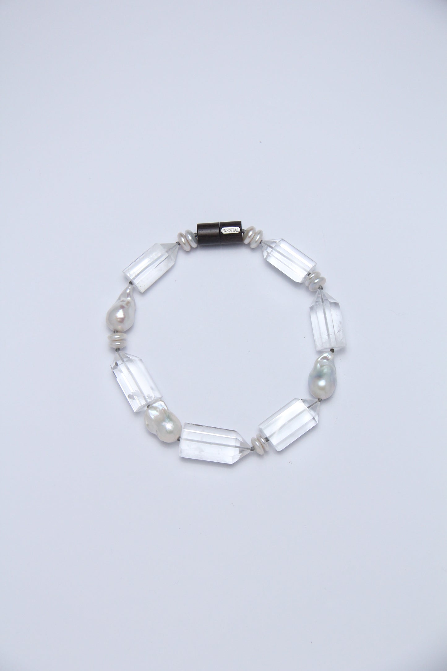 Necklace: pearls, quartz, ebony