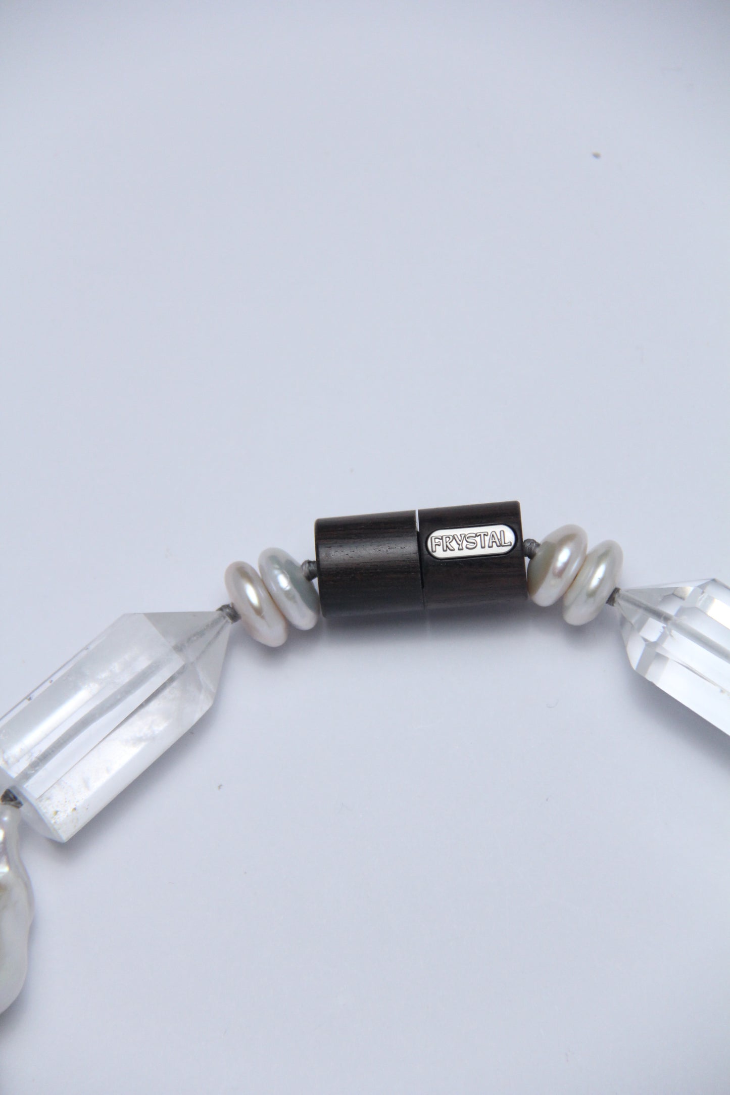 Necklace: pearls, quartz, ebony