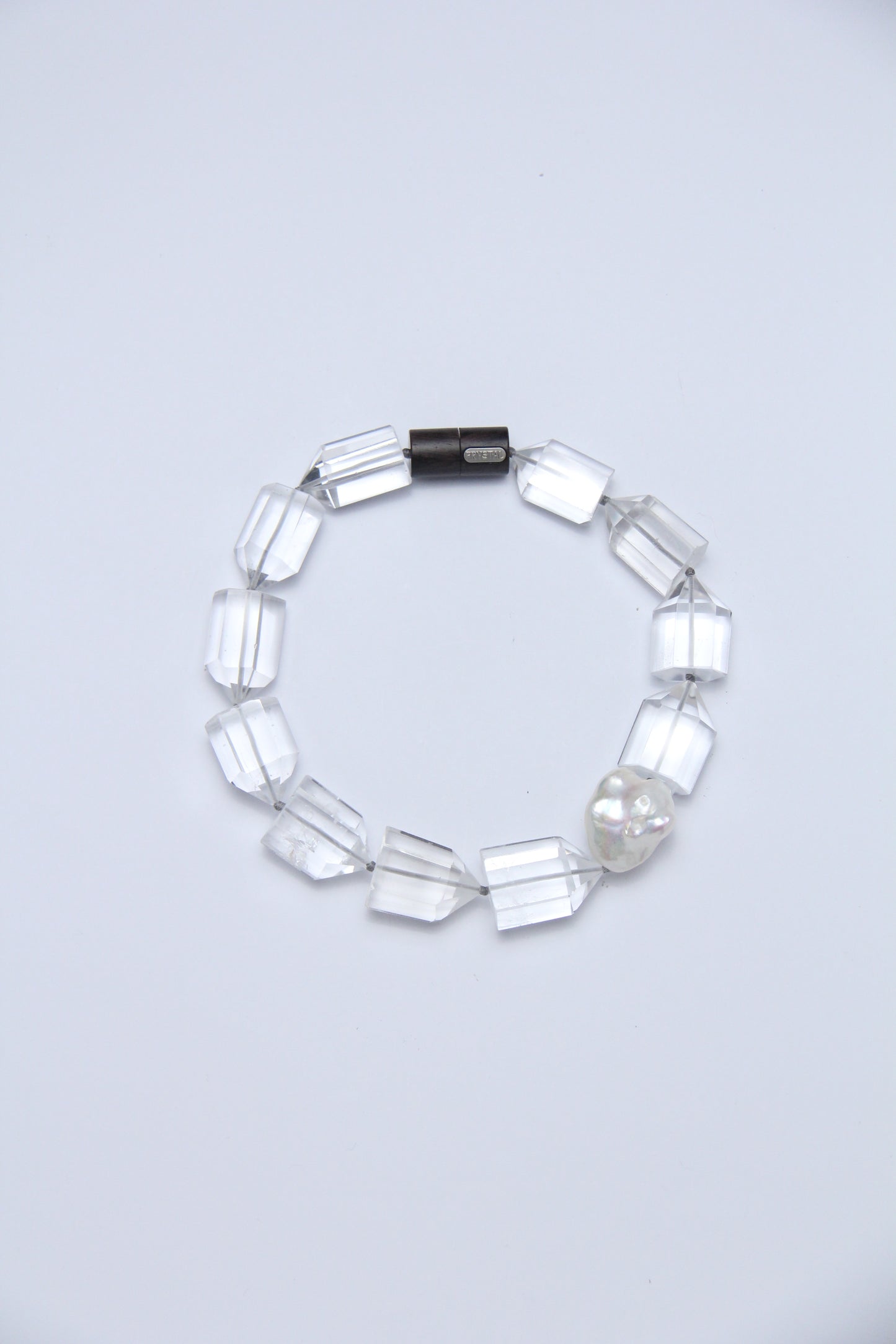 Necklace: pearls, quartz, ebony