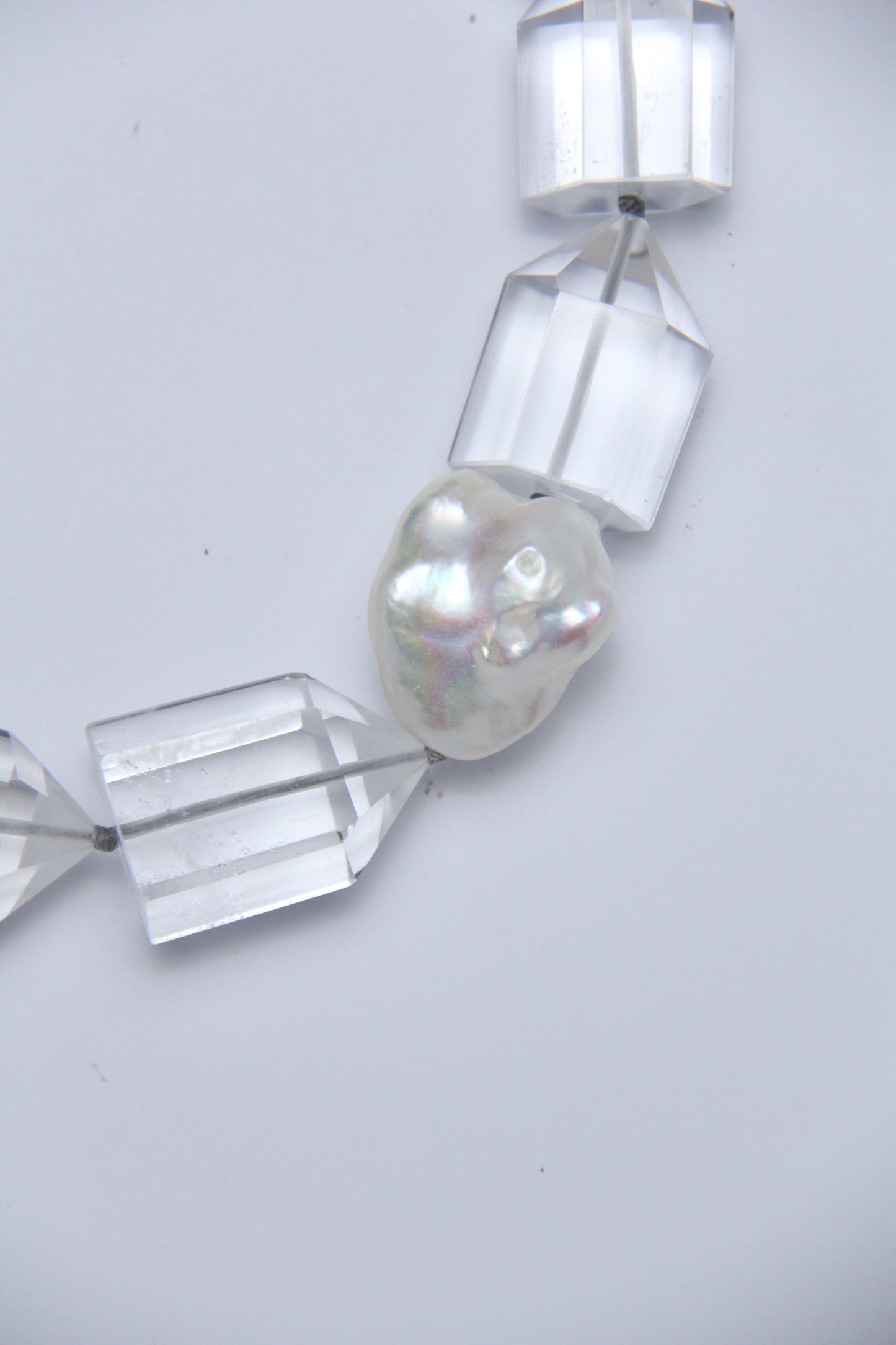 Necklace: pearls, quartz, ebony