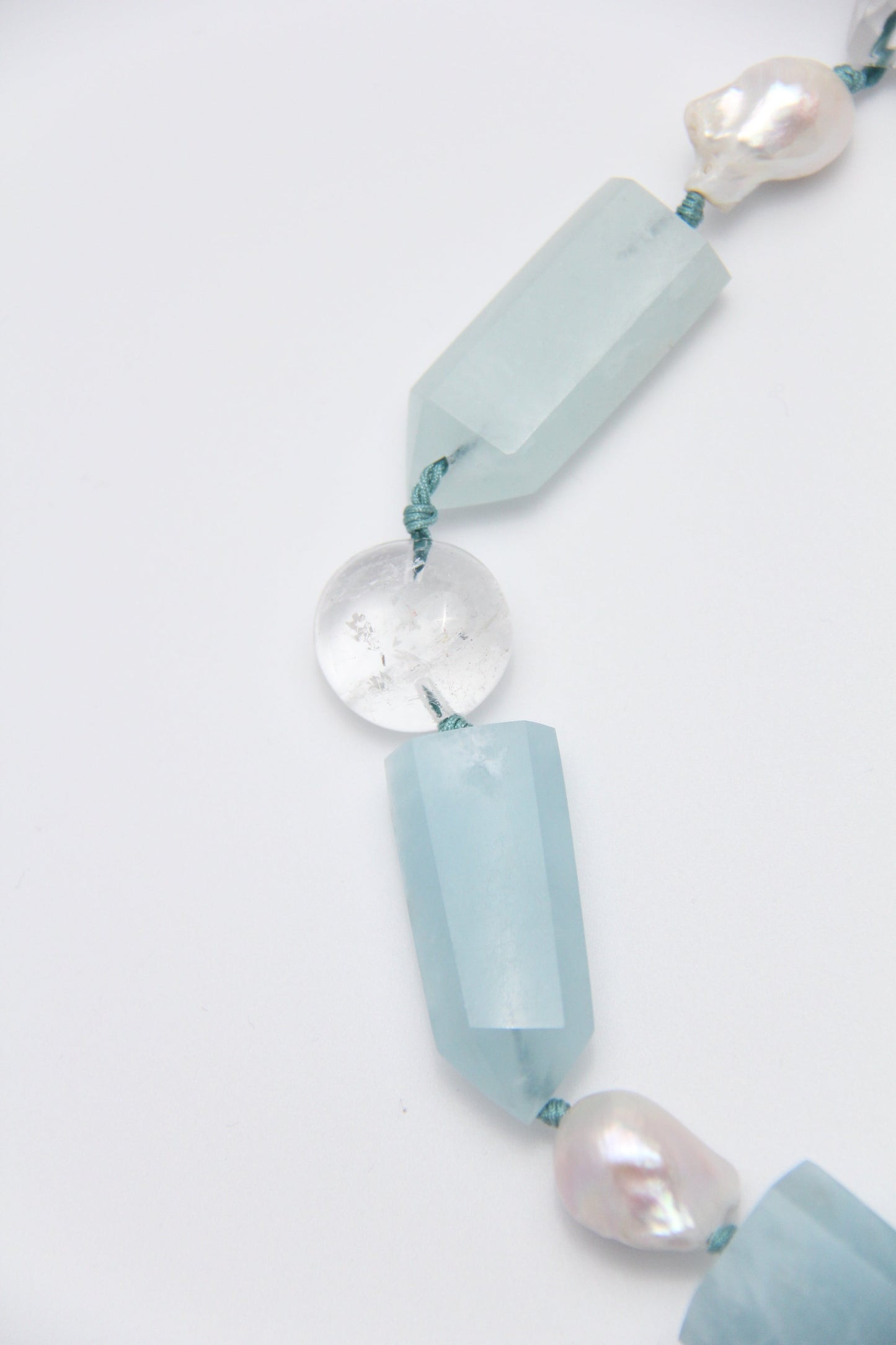 Chunky Crystal Necklace/Chunky Statement Necklace: aquamarine, pearls, rose quartz, white crystal, smoky quartz