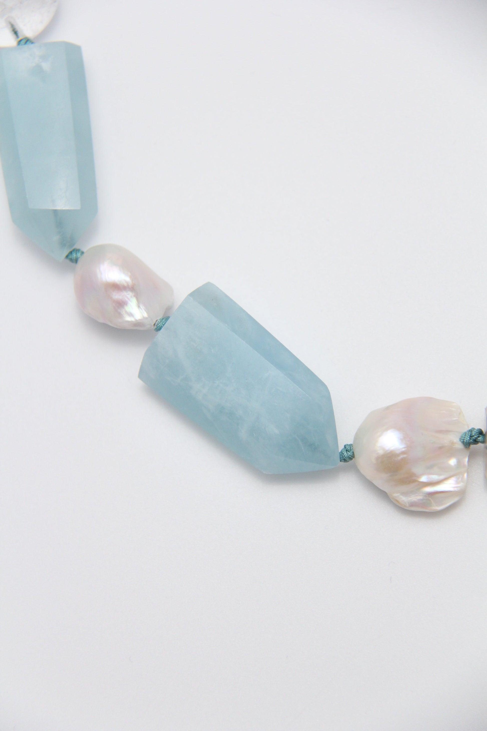 Chunky Crystal Necklace/Chunky Statement Necklace: aquamarine, pearls, rose quartz, white crystal, smoky quartz