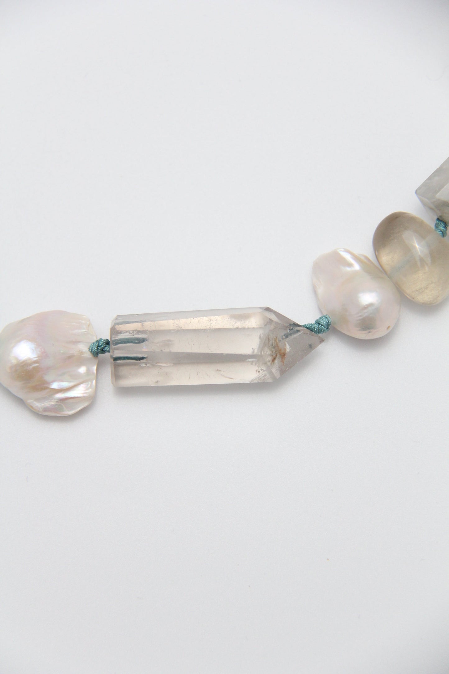 Chunky Crystal Necklace/Chunky Statement Necklace: aquamarine, pearls, rose quartz, white crystal, smoky quartz