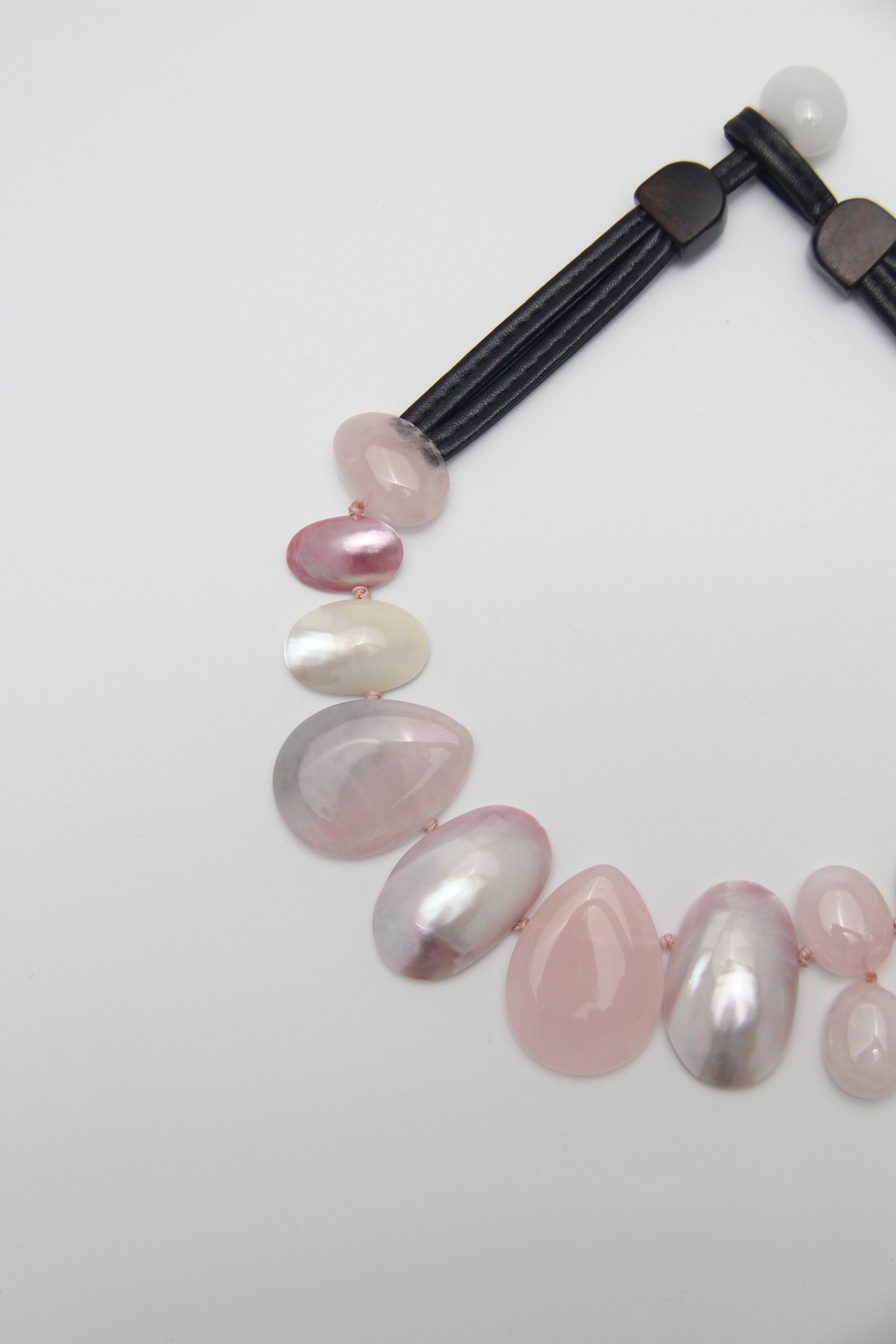 Chunky Crystal Necklace/Chunky Statement Necklace: mabe pearls, rose quartz