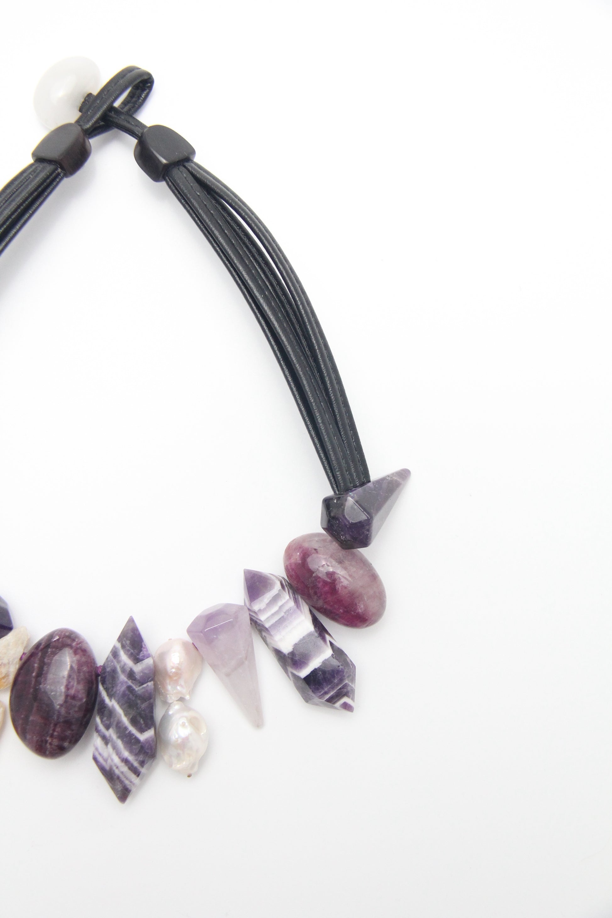 Chunky Crystal Necklace/Chunky Statement Necklace: dream amethyst, pearls, amethyst, citrine, purple fluorite