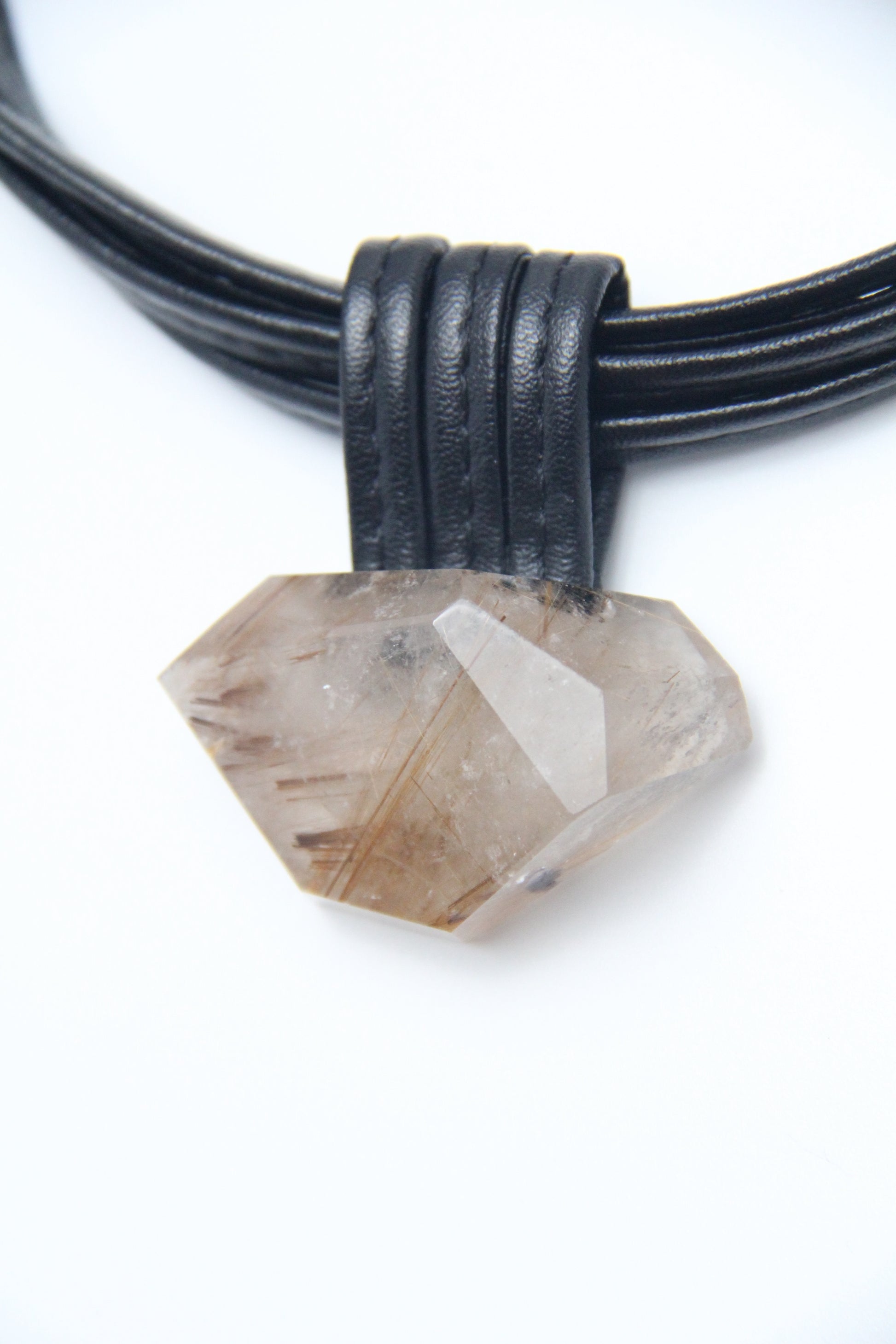 Chunky Crystal Necklace/Chunky Statement Necklace: golden hair rutilated quartz