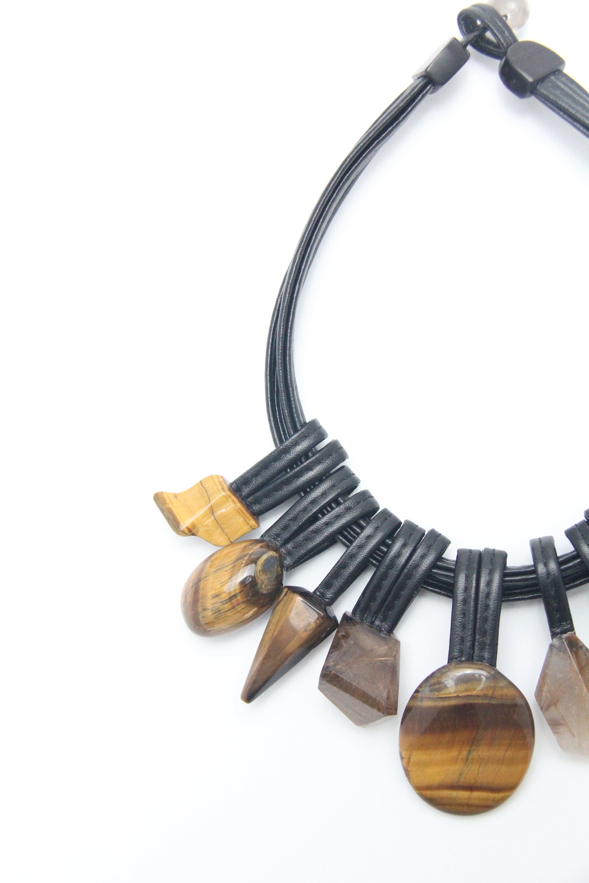 Chunky Crystal Necklace/Chunky Statement Necklace: tiger‘s eye, golden hair rutilated quartz