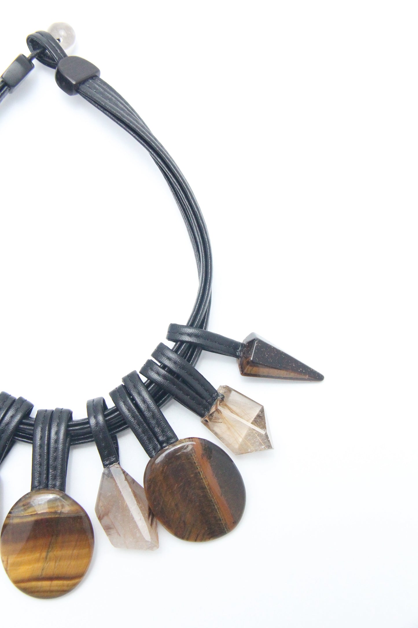 Chunky Crystal Necklace/Chunky Statement Necklace: tiger‘s eye, golden hair rutilated quartz