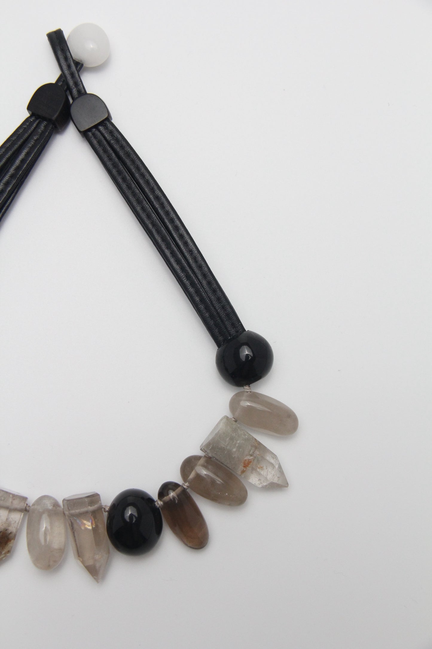 Chunky Crystal Necklace/Chunky Statement Necklace: phantom crystal, smoky quartz, obsidian