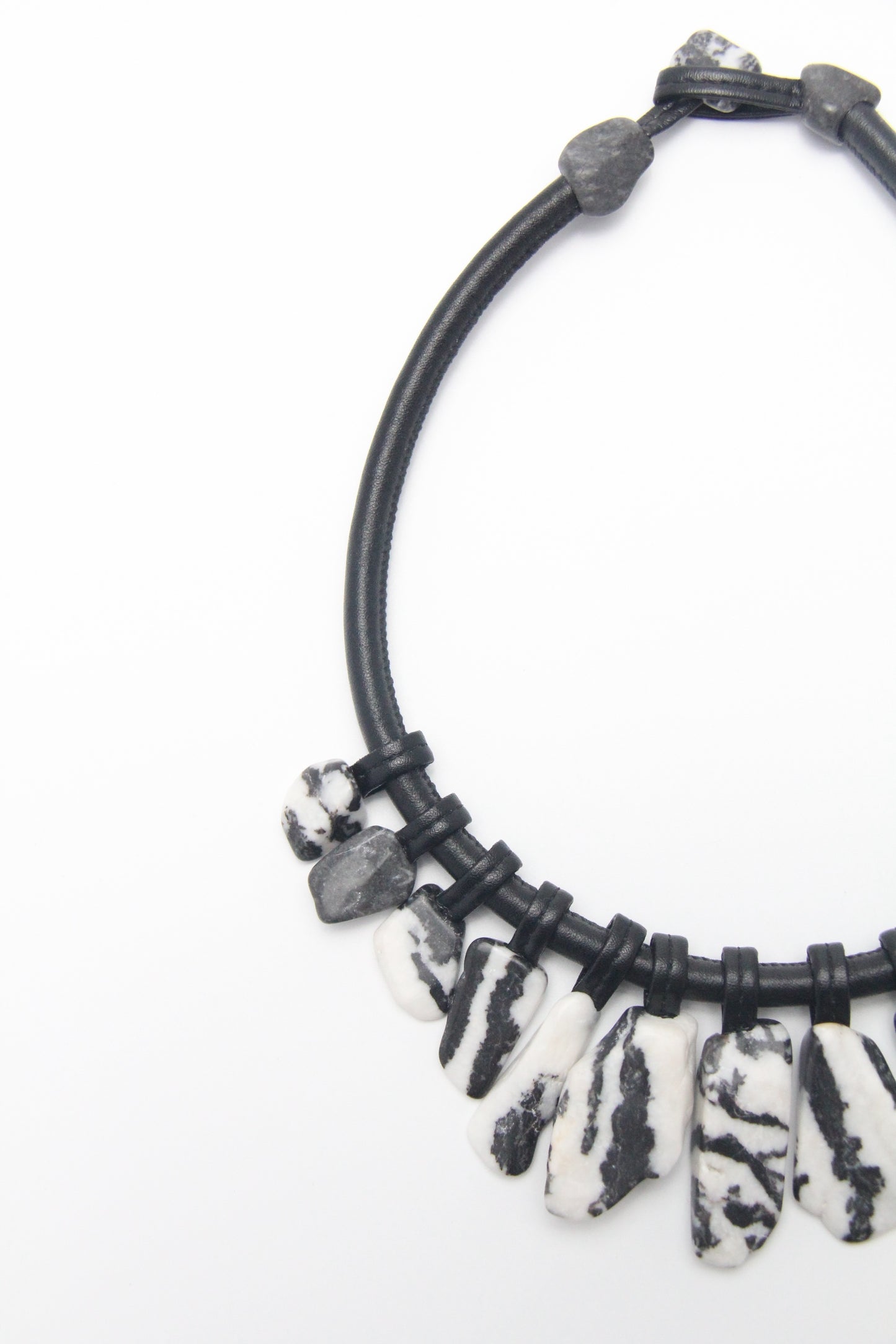 Chunky Crystal Necklace/Chunky Statement Necklace: zebra stone