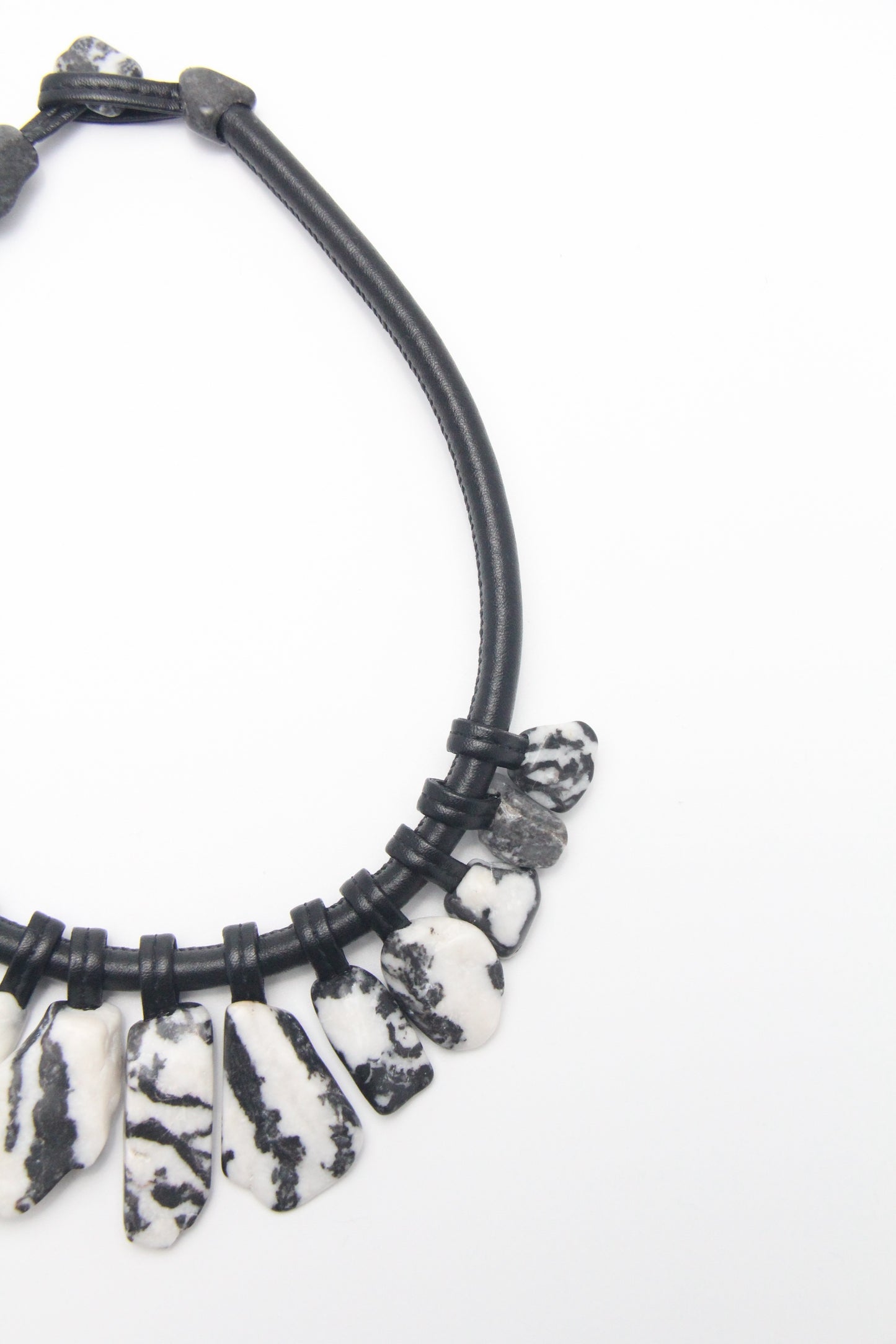 Chunky Crystal Necklace/Chunky Statement Necklace: zebra stone