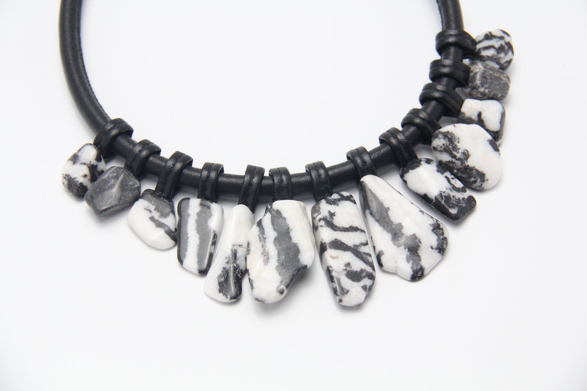 Chunky Crystal Necklace/Chunky Statement Necklace: zebra stone