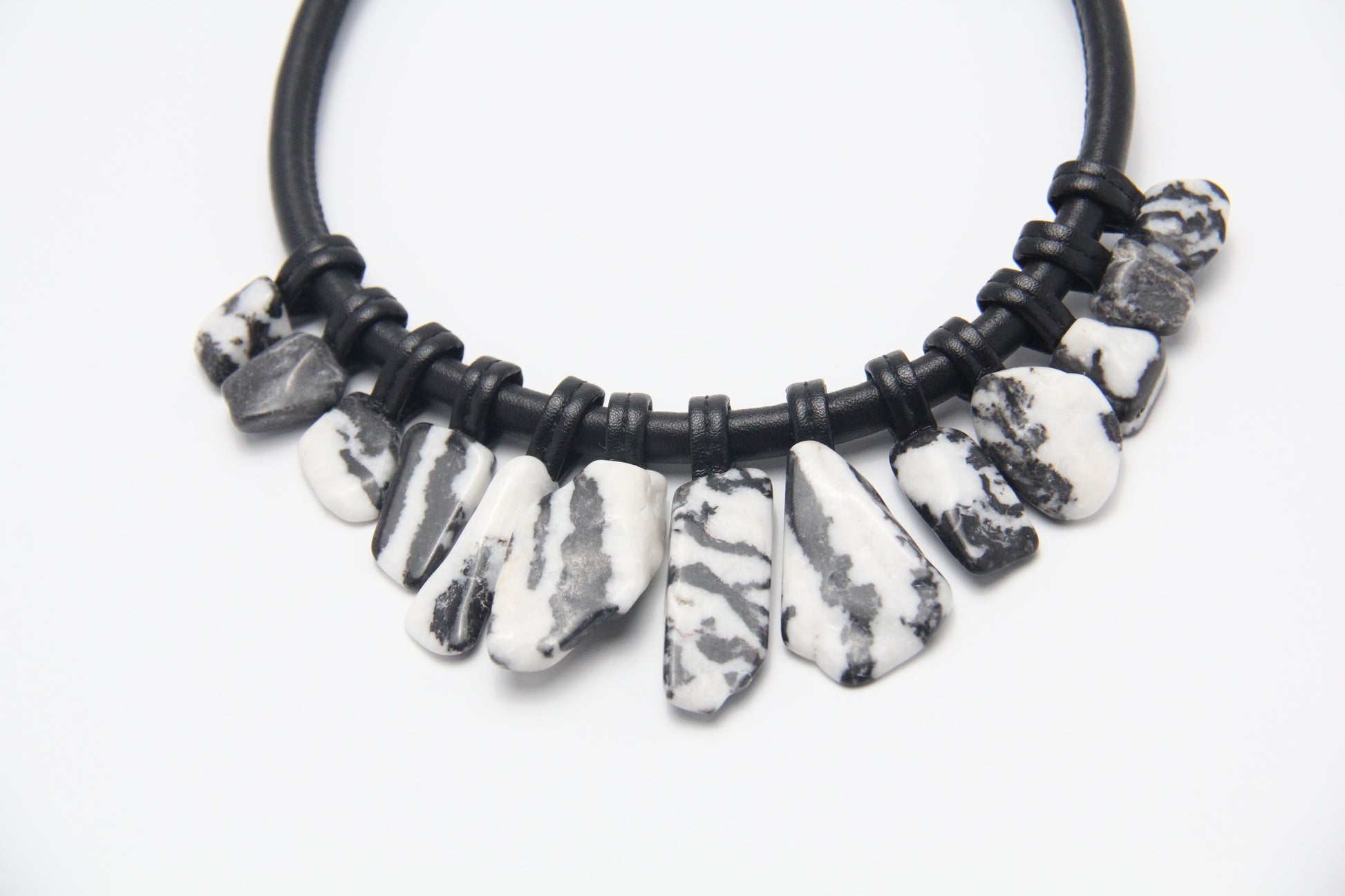 Chunky Crystal Necklace/Chunky Statement Necklace: zebra stone