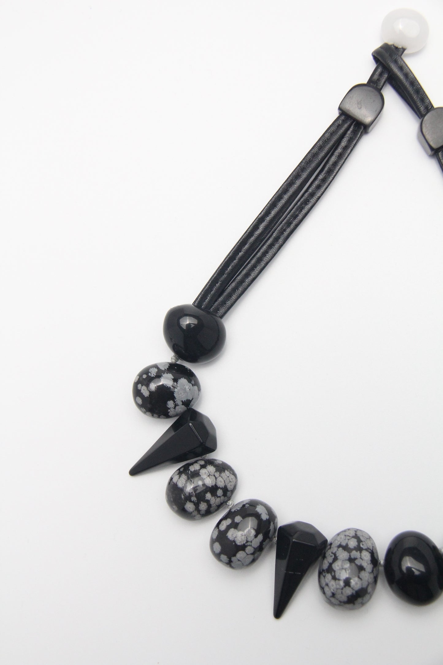 Chunky Crystal Necklace/Chunky Statement Necklace: snowflake obsidian, obsidian