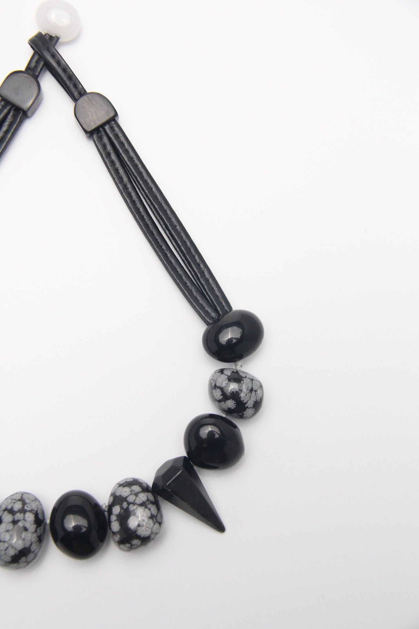 Chunky Crystal Necklace/Chunky Statement Necklace: snowflake obsidian, obsidian