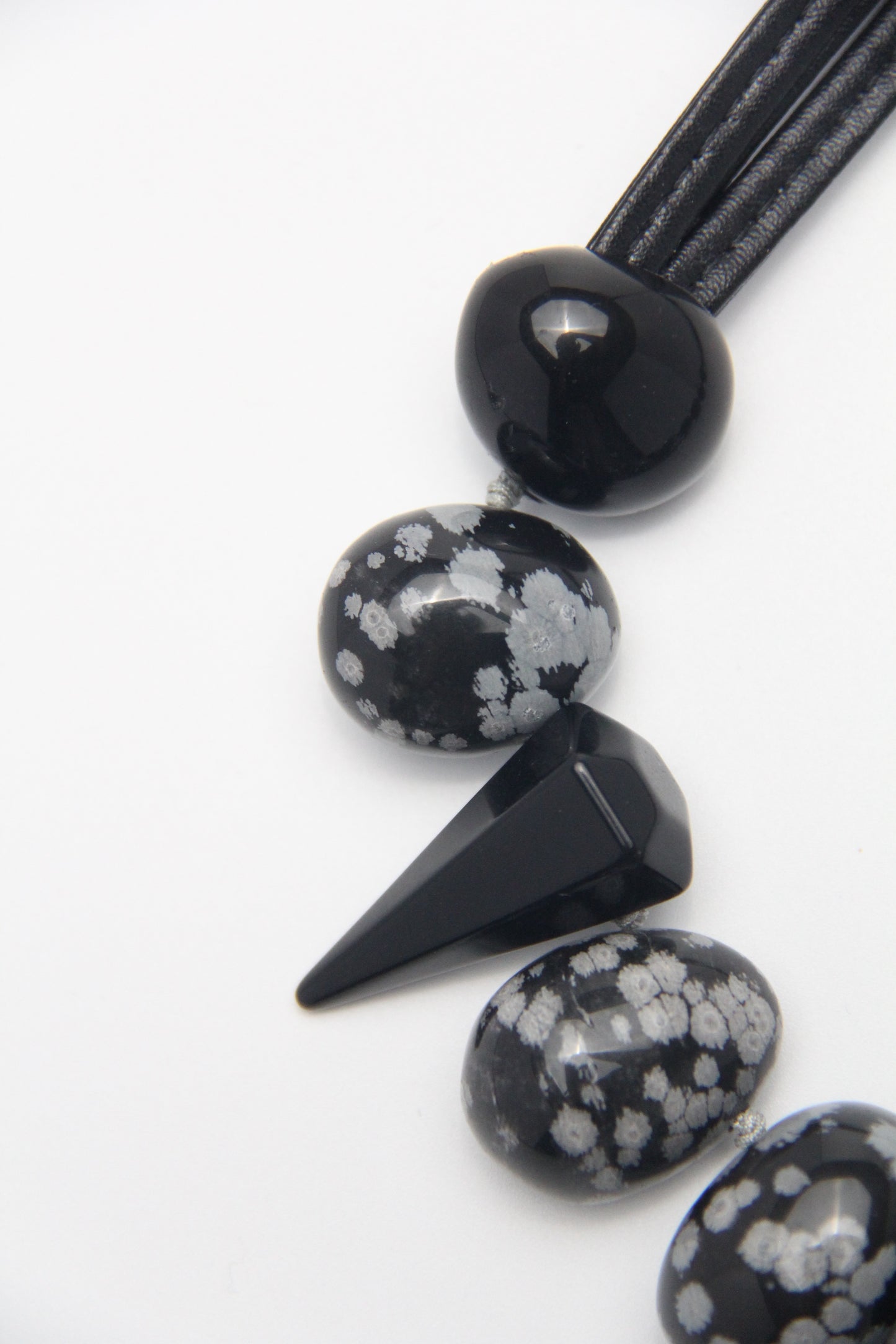 Necklace: snowflake obsidian, obsidian