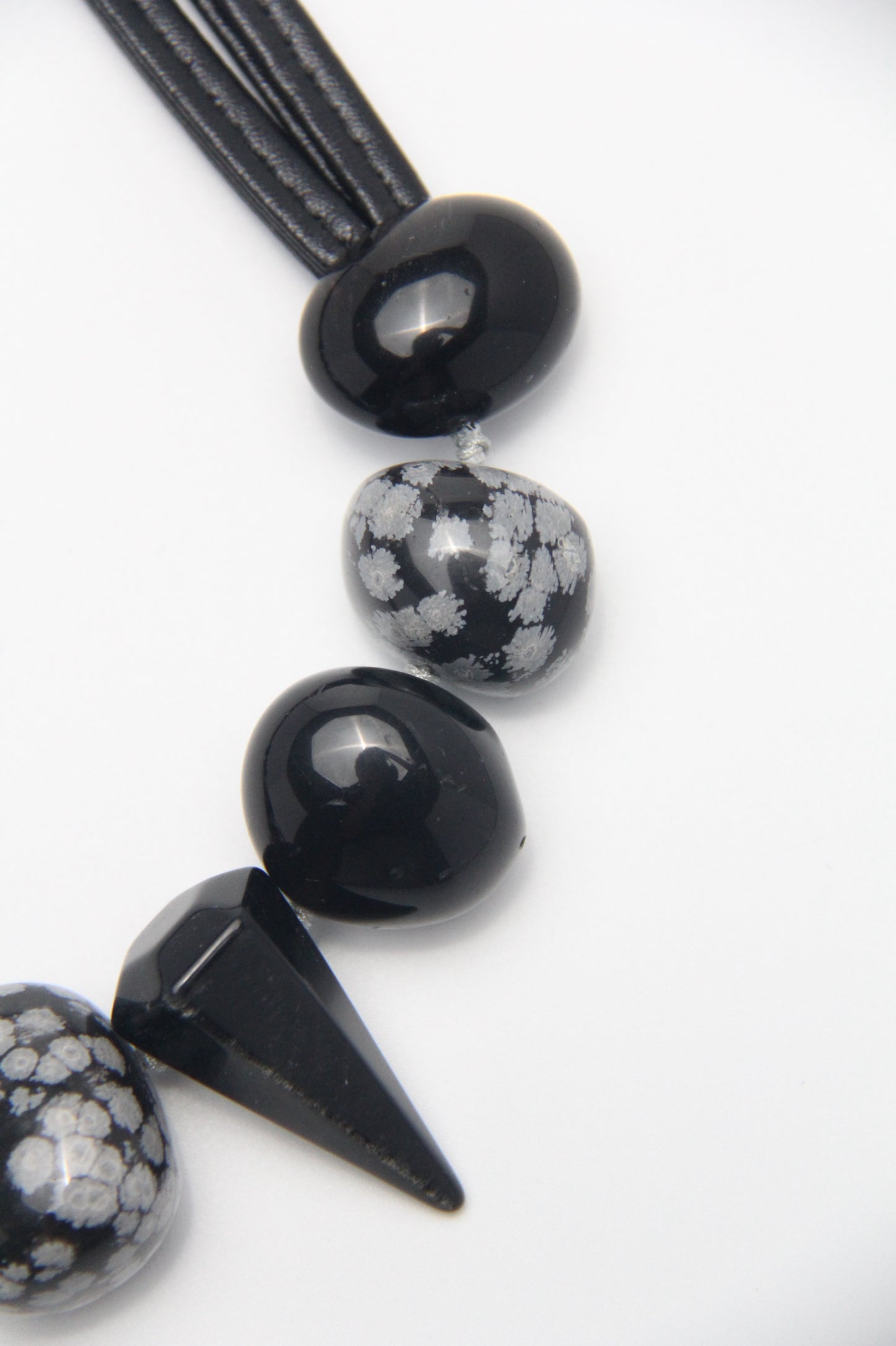 Necklace: snowflake obsidian, obsidian