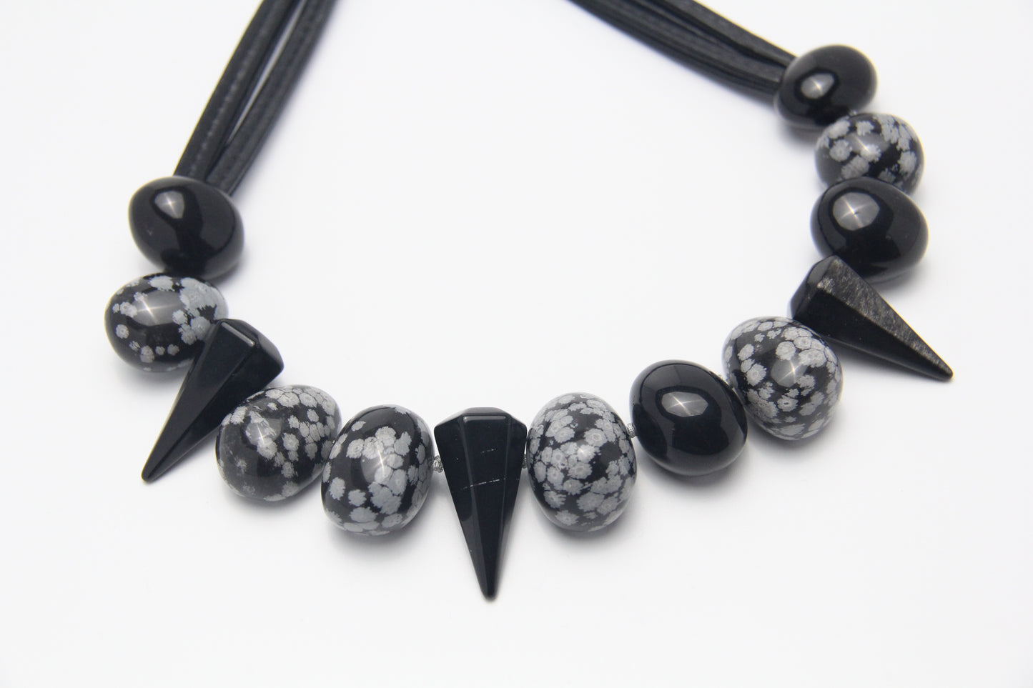 Chunky Crystal Necklace/Chunky Statement Necklace: snowflake obsidian, obsidian