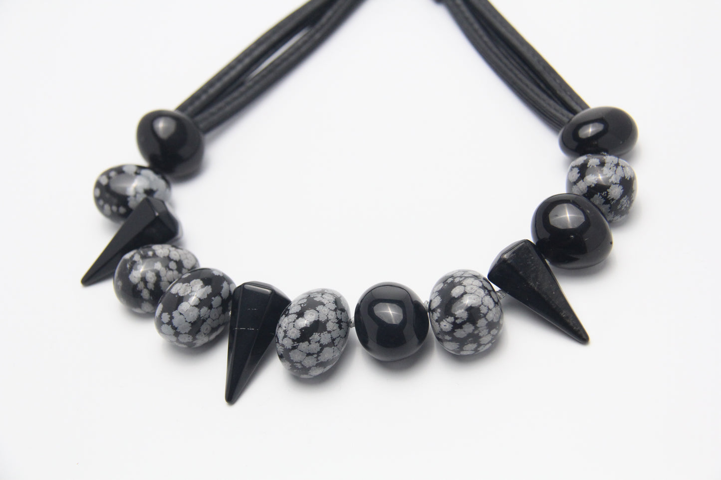 Chunky Crystal Necklace/Chunky Statement Necklace: snowflake obsidian, obsidian