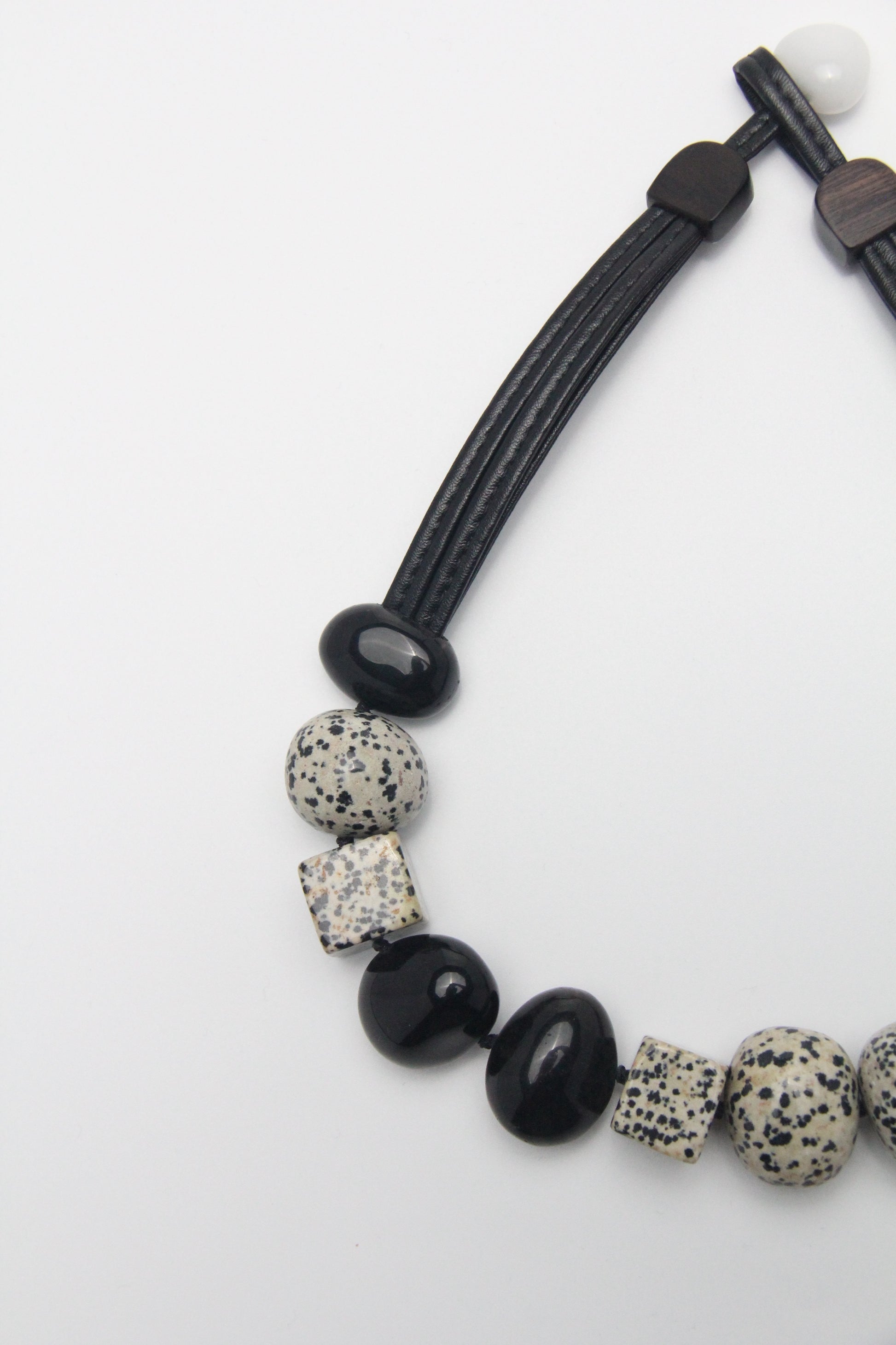 Chunky Crystal Necklace/Chunky Statement Necklace: obsidian, dalmatian jasper stone