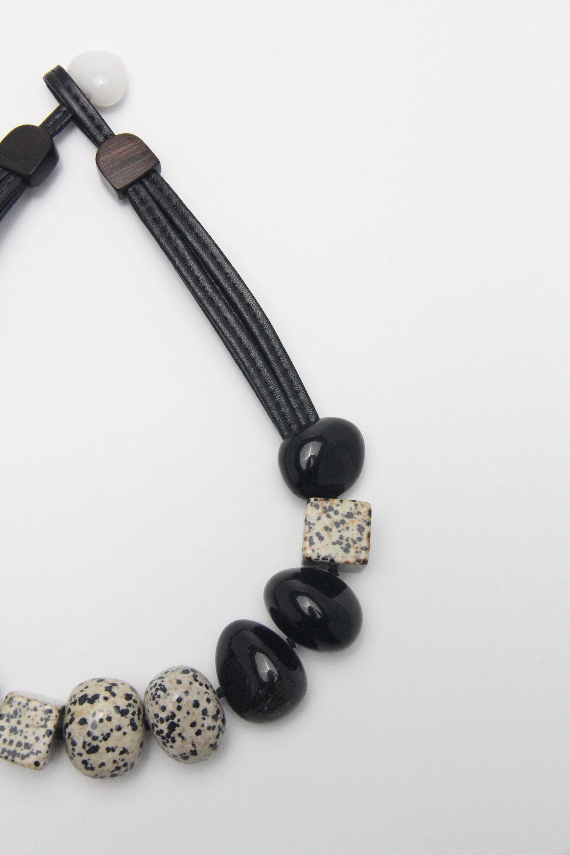 Chunky Crystal Necklace/Chunky Statement Necklace: obsidian, dalmatian jasper stone