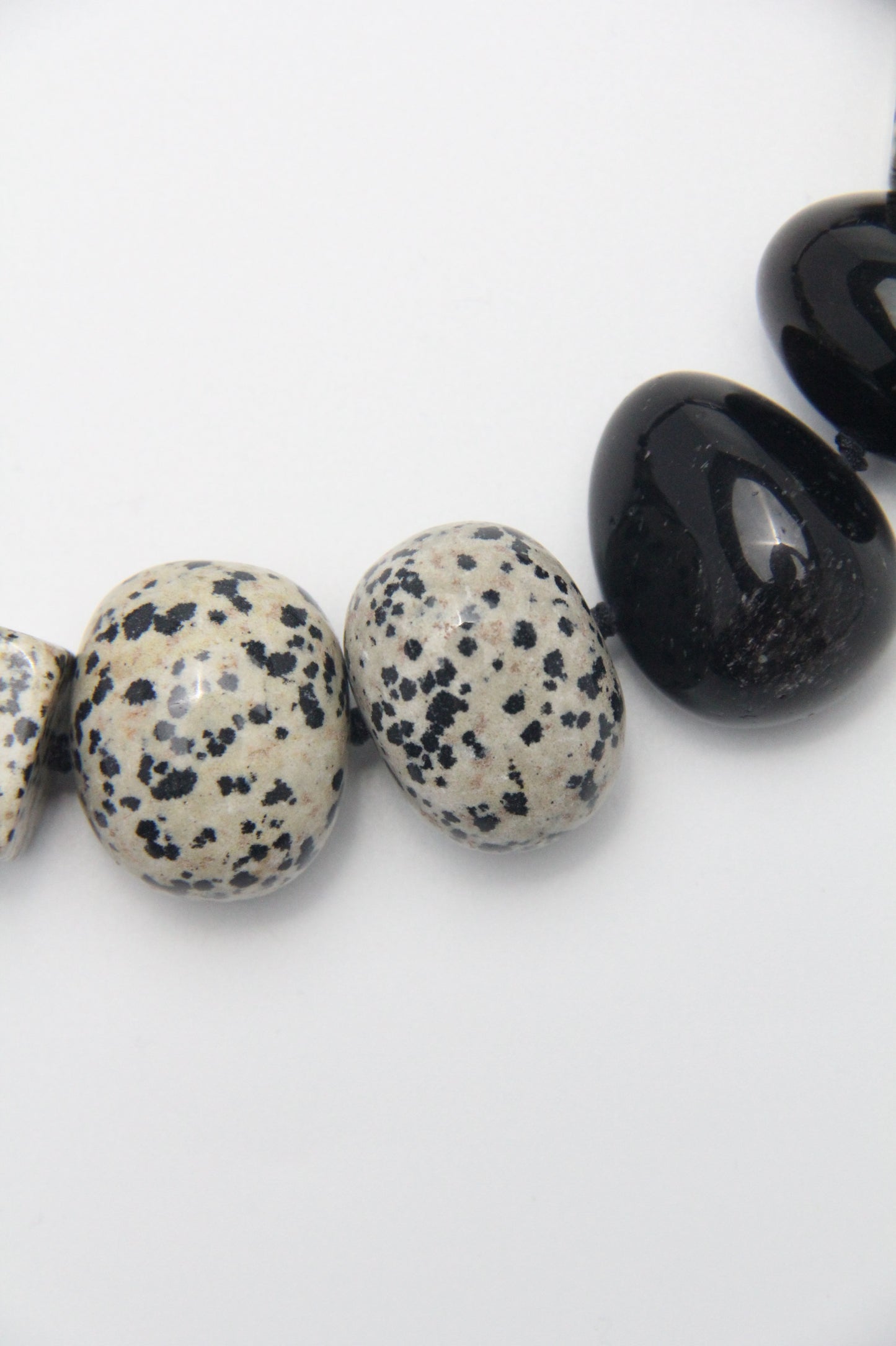 Necklace: obsidian, dalmatian jasper stone