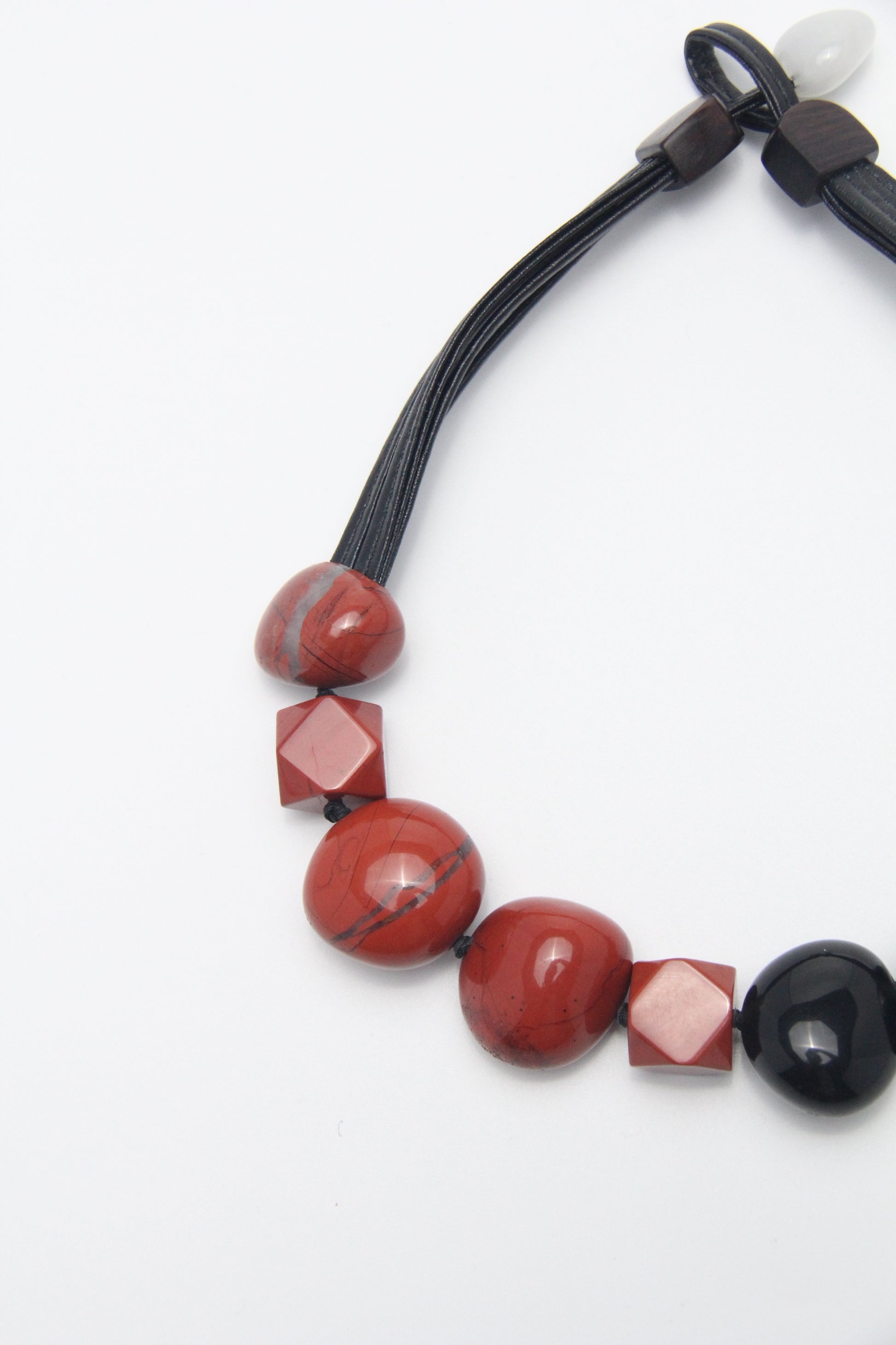 Chunky Crystal Necklace/Chunky Statement Necklace: obsidian, red jasper stone