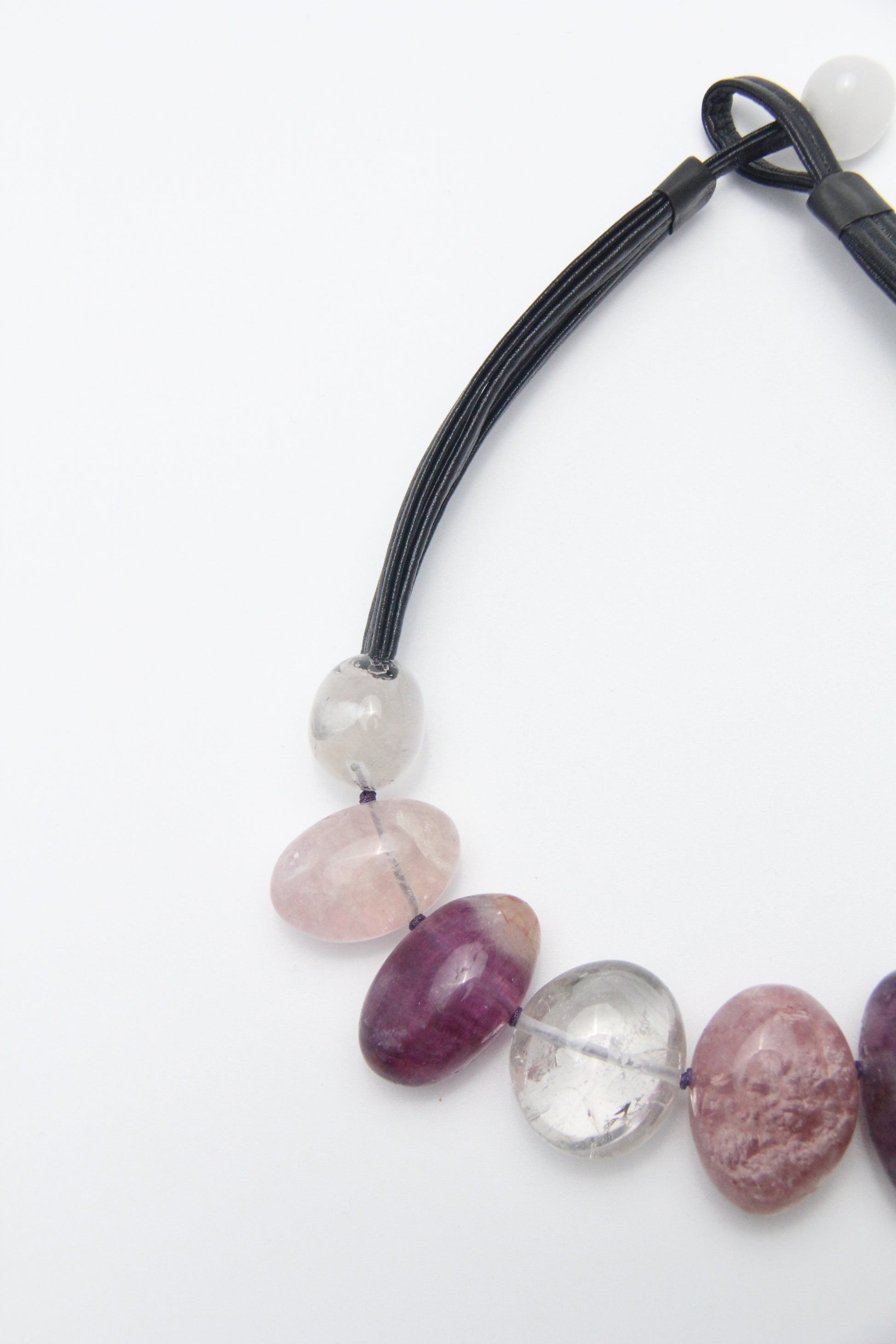 Chunky Crystal Necklace/Chunky Statement Necklace: purple fluorite, white crystal