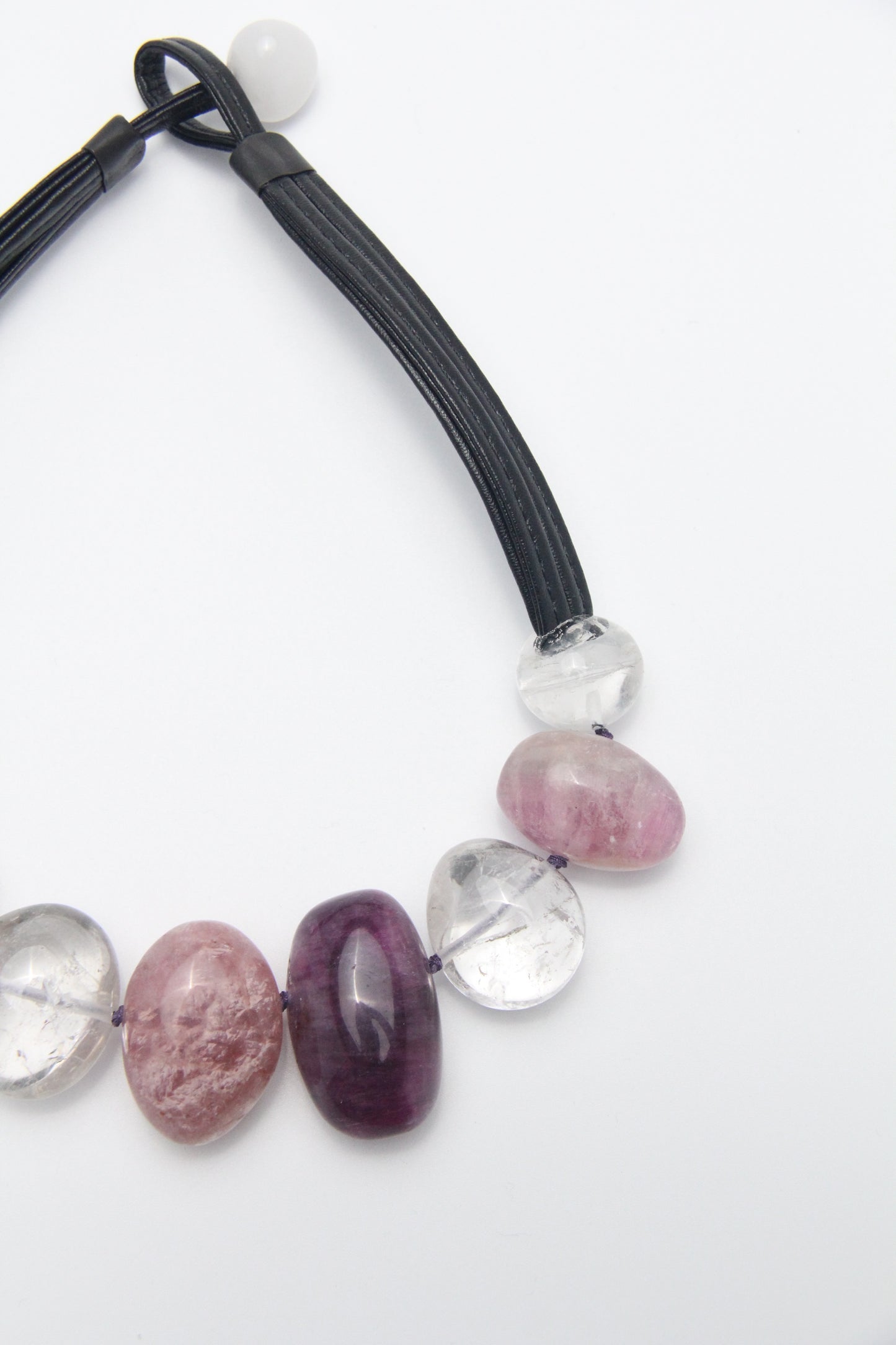 Chunky Crystal Necklace/Chunky Statement Necklace: purple fluorite, white crystal