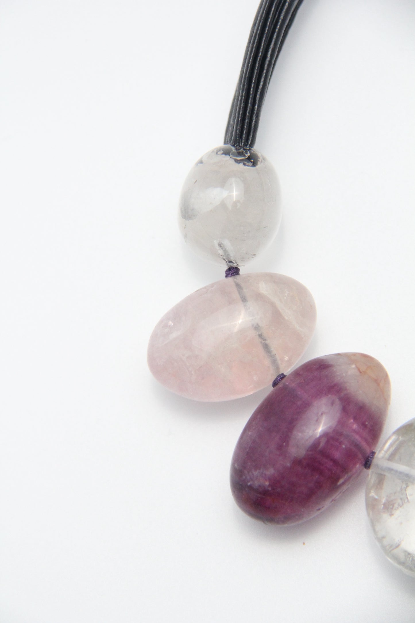 Necklace: purple fluorite, white crystal