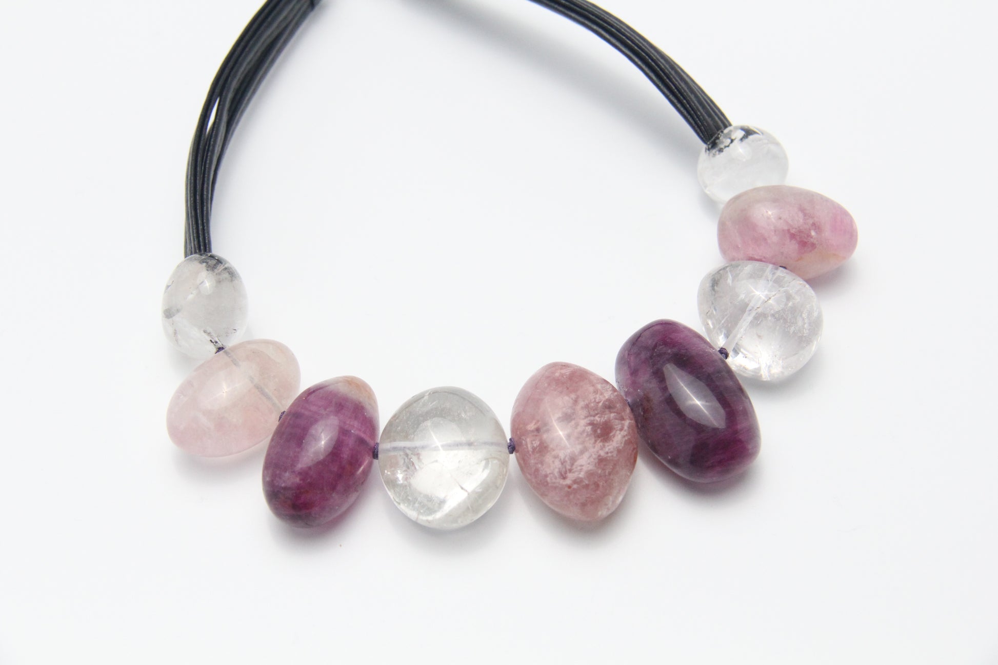 Chunky Crystal Necklace/Chunky Statement Necklace: purple fluorite, white crystal